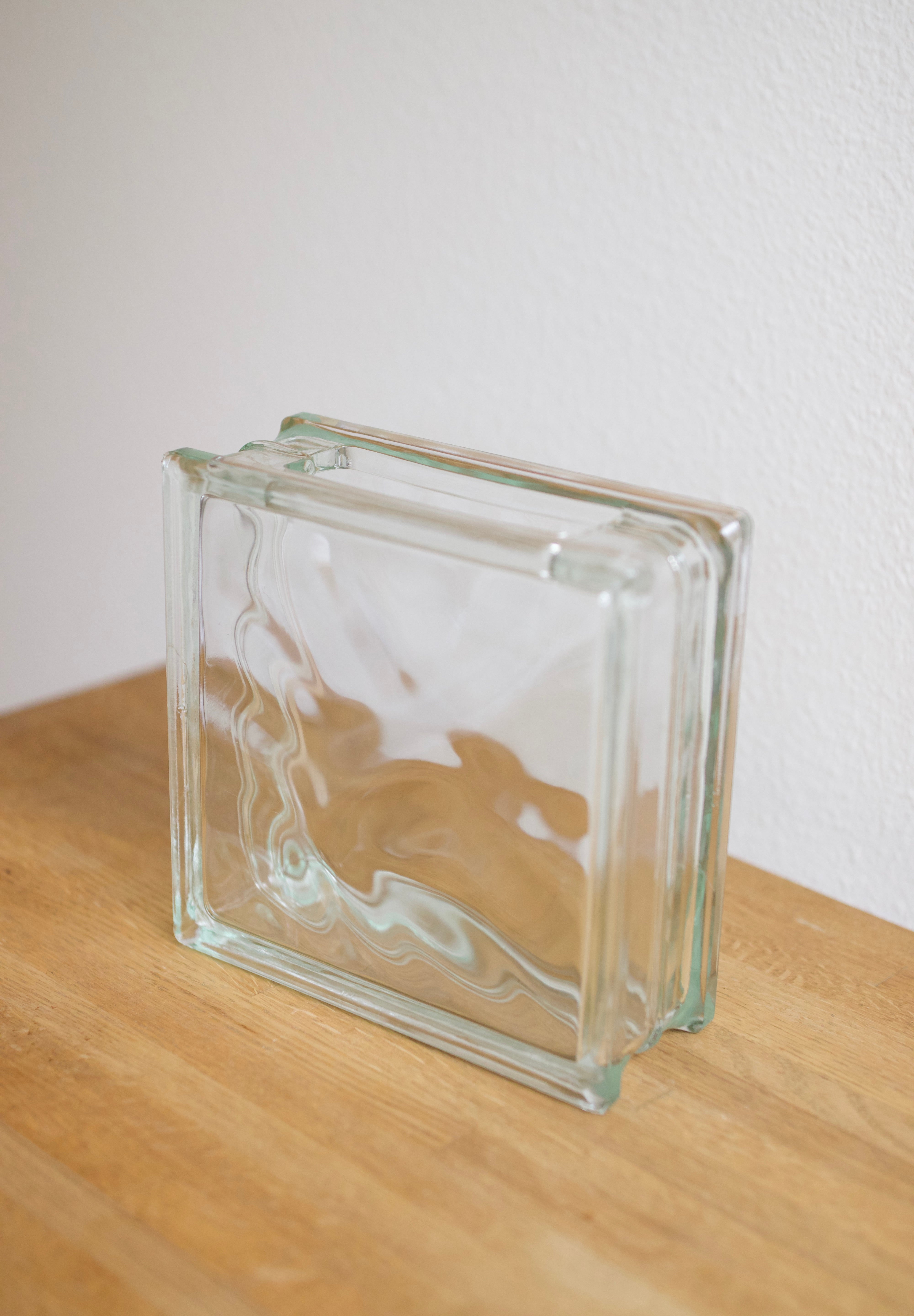 Vintage Lumix Nevada Glass Block Vase