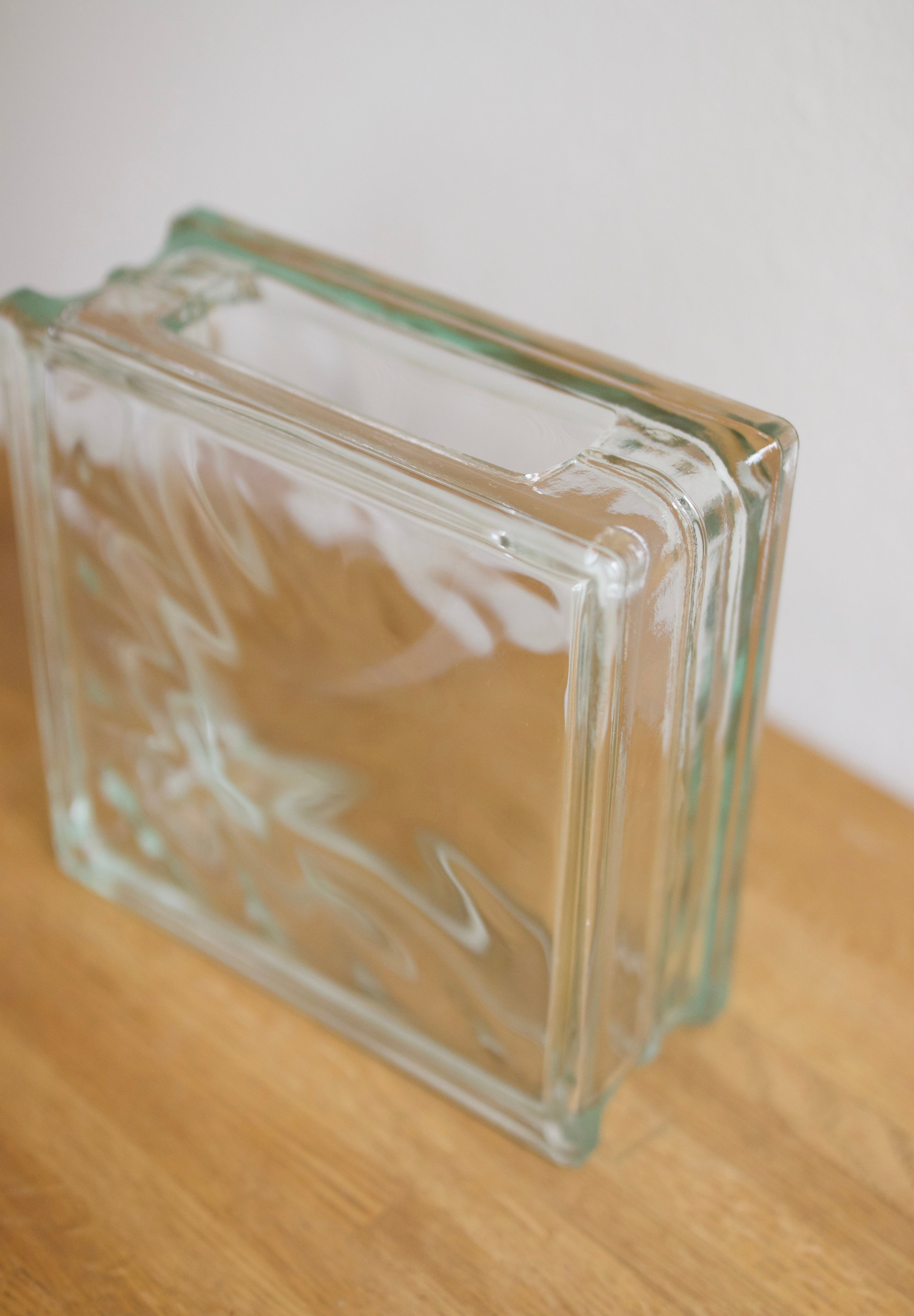 Vintage Lumix Nevada Glass Block Vase
