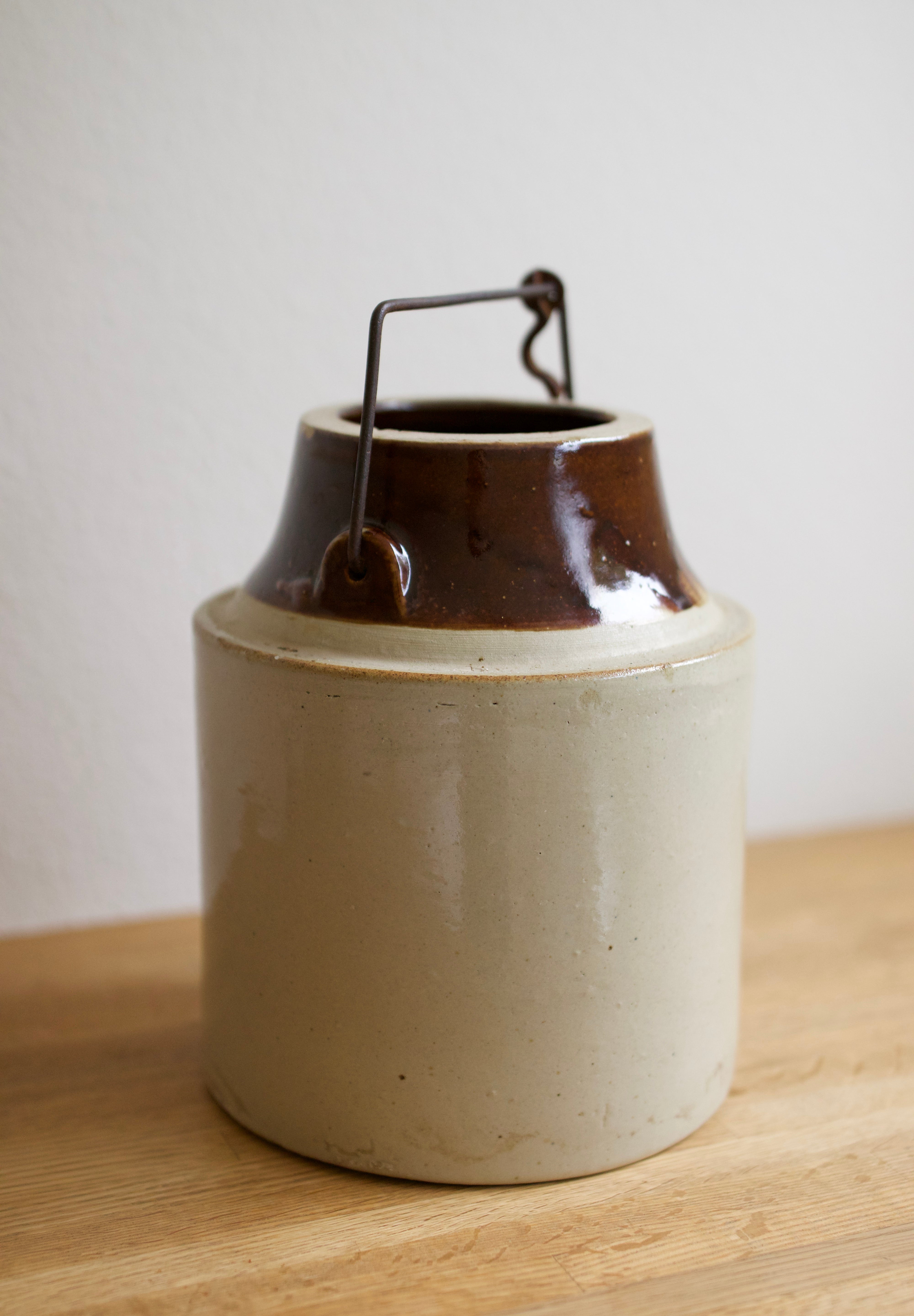 Antique Two-Tone Stoneware Canning Crock