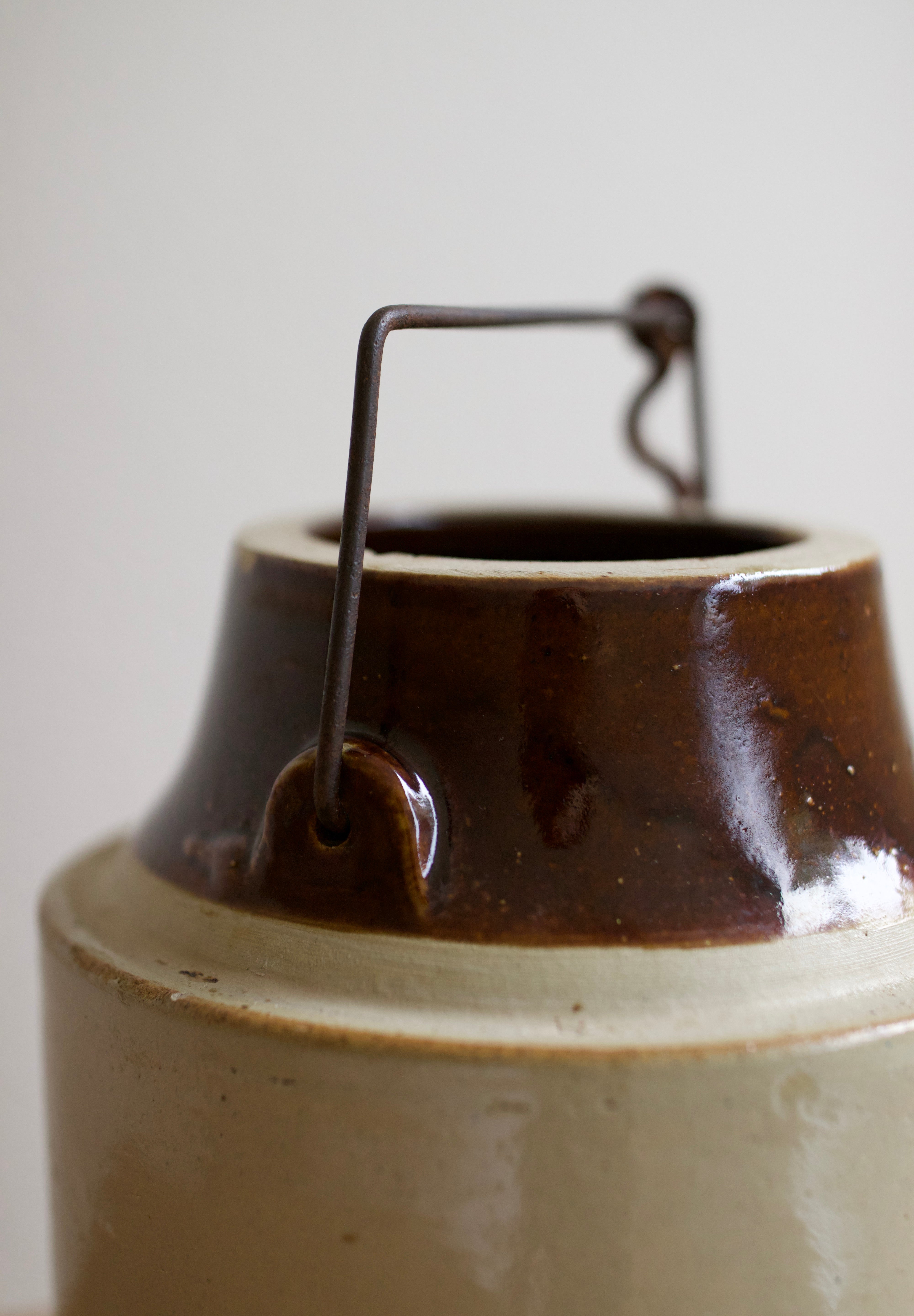Antique Two-Tone Stoneware Canning Crock