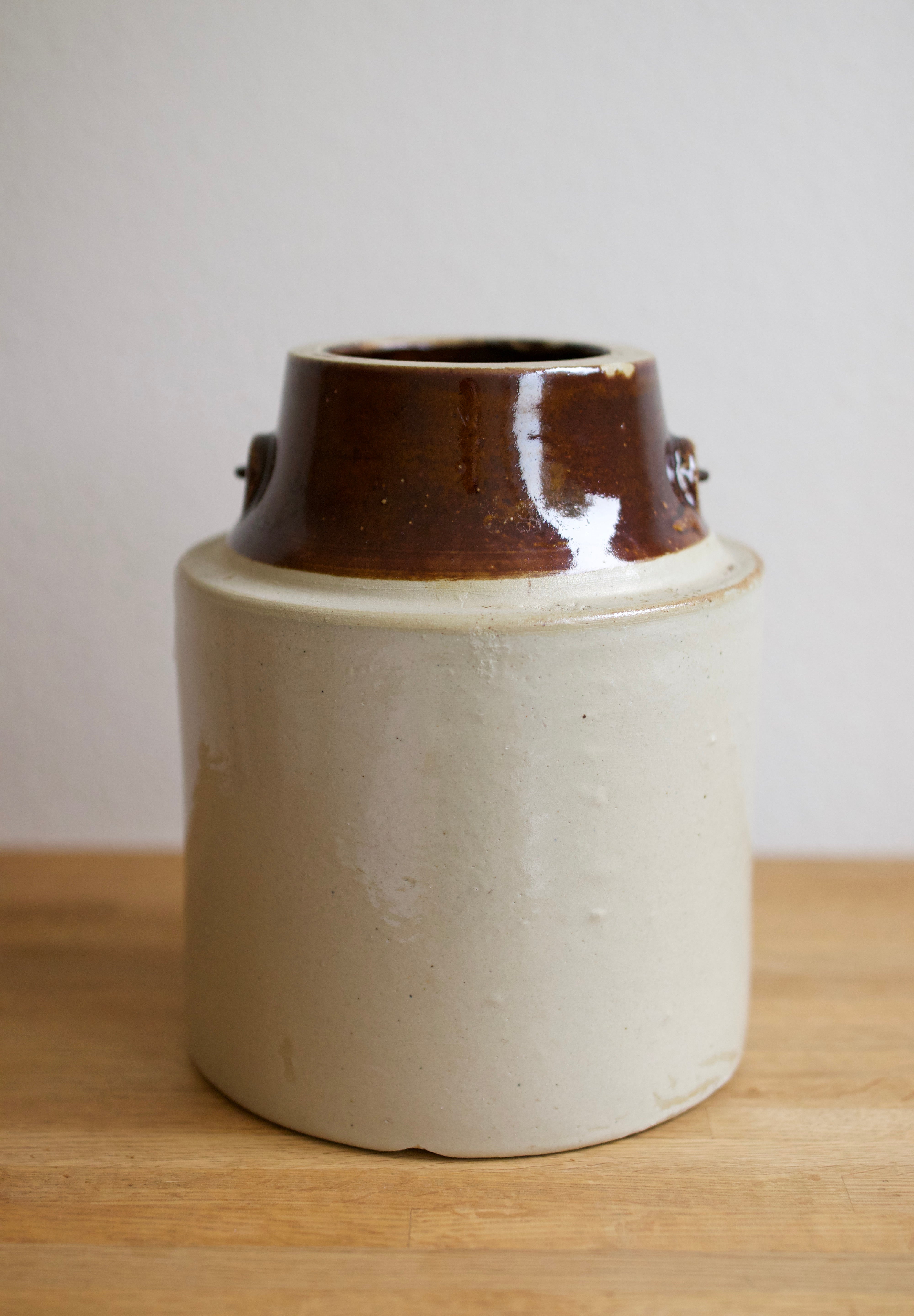 Antique Two-Tone Stoneware Canning Crock