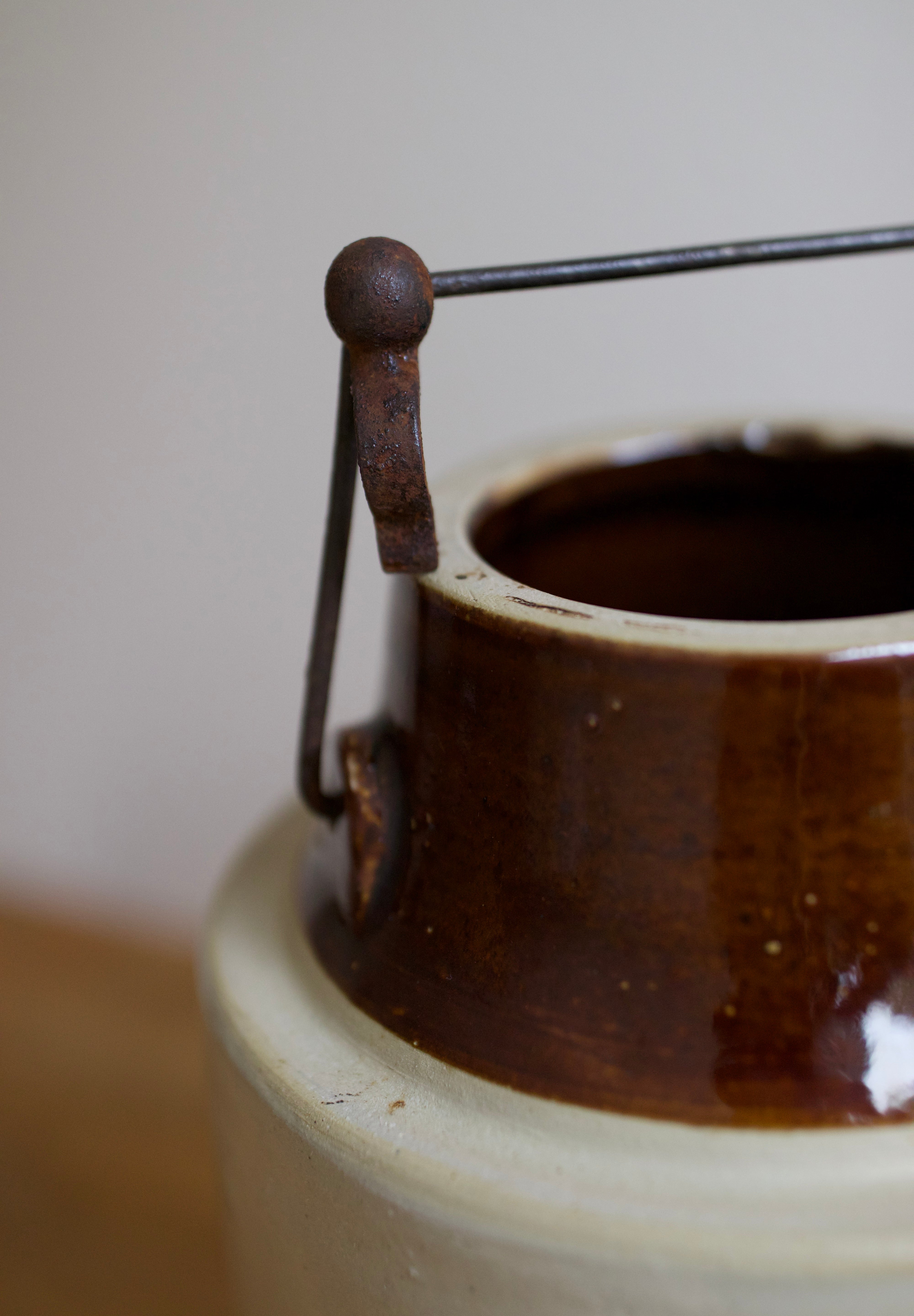 Antique Two-Tone Stoneware Canning Crock