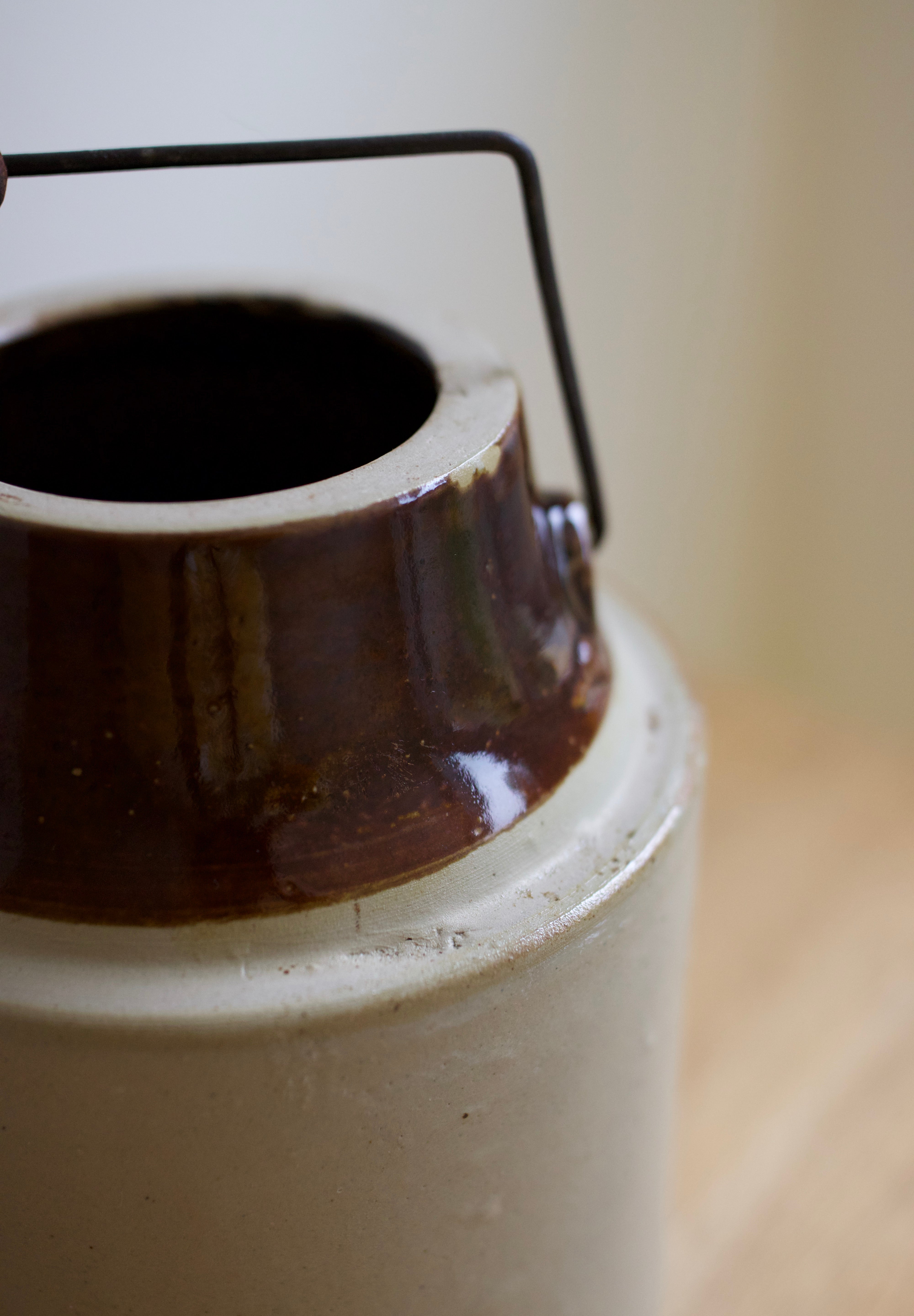 Antique Two-Tone Stoneware Canning Crock
