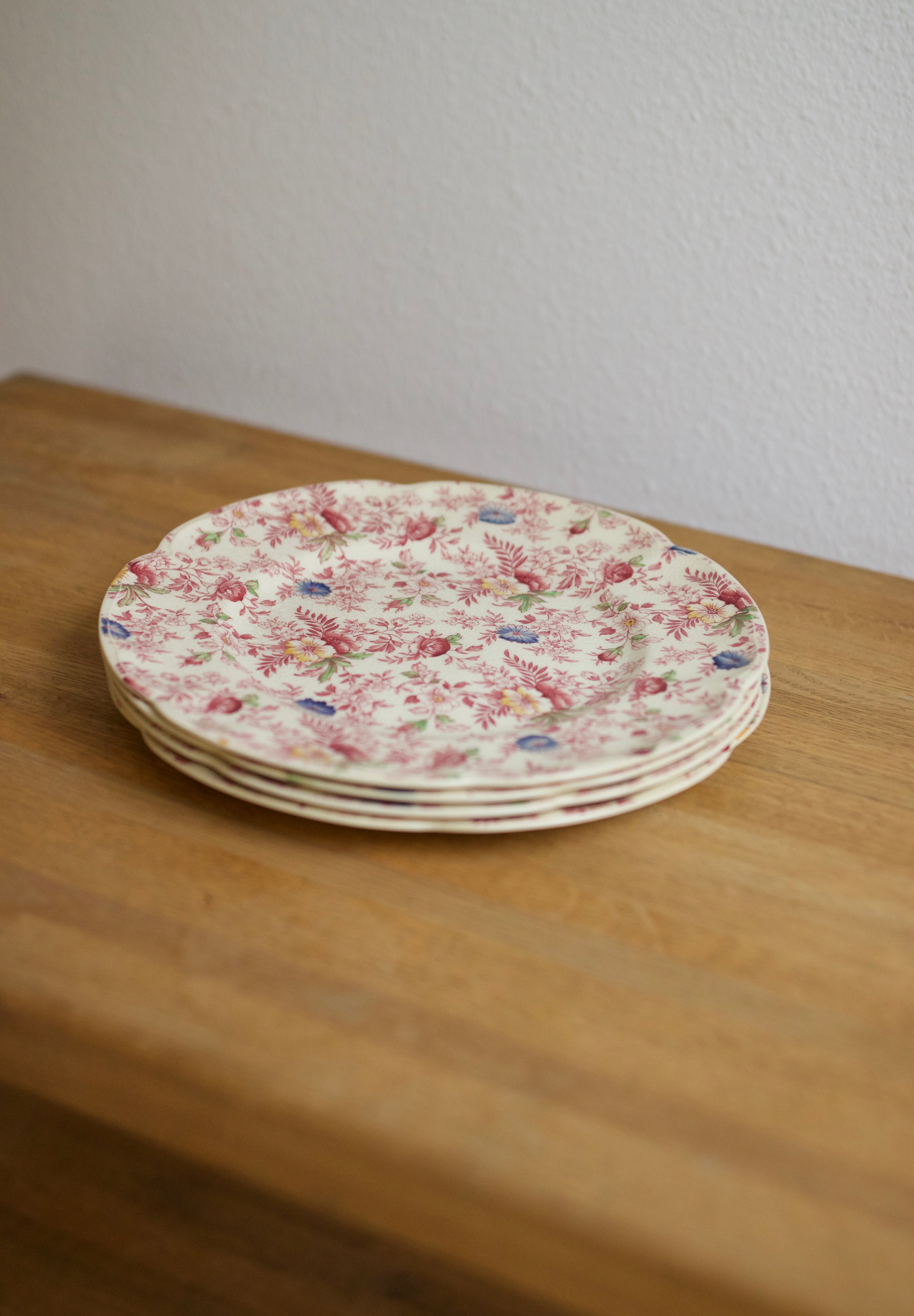 Vintage Johnson Brothers Old English Chintz Dinner Plates (Set of 4)