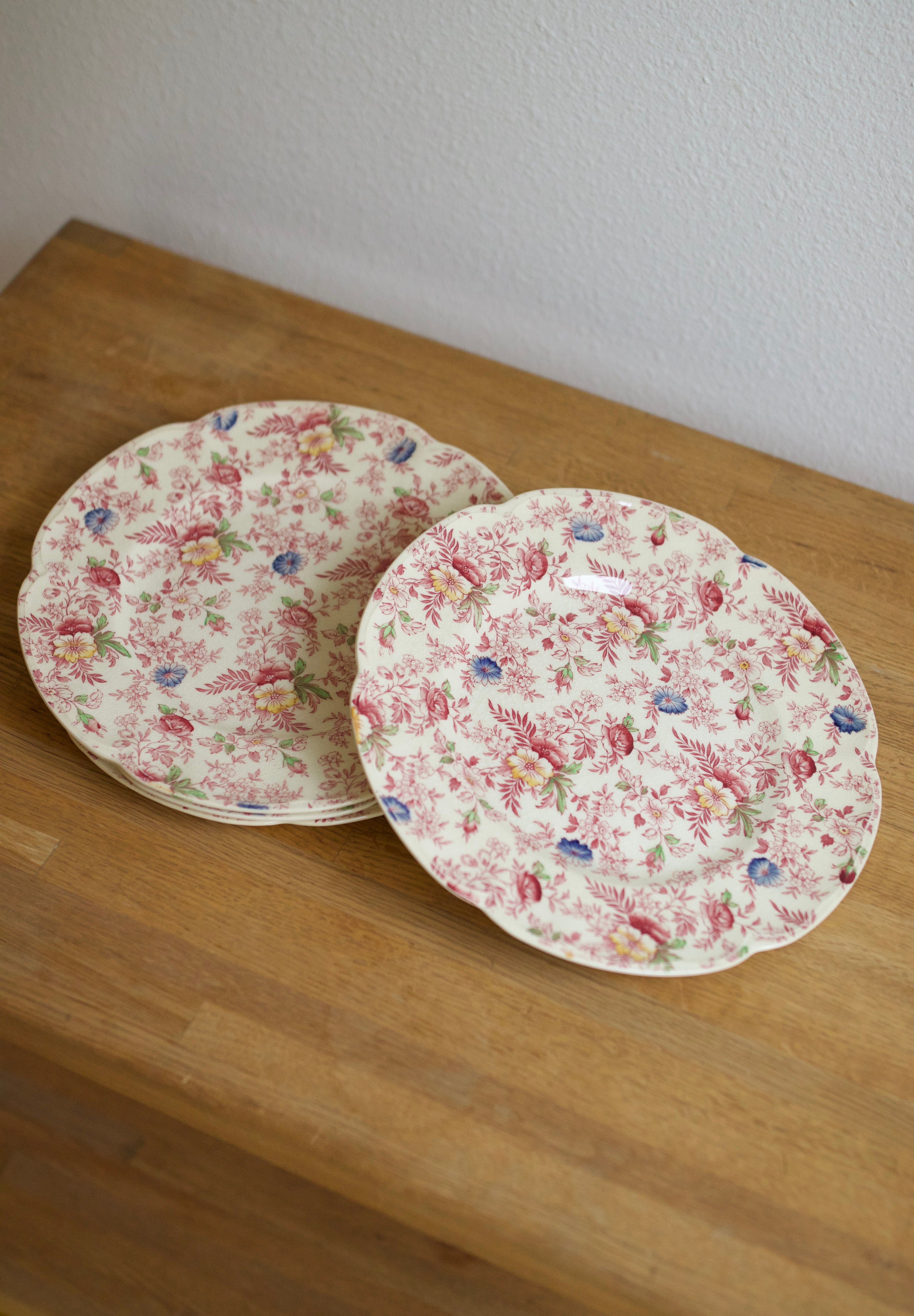 Vintage Johnson Brothers Old English Chintz Dinner Plates (Set of 4)