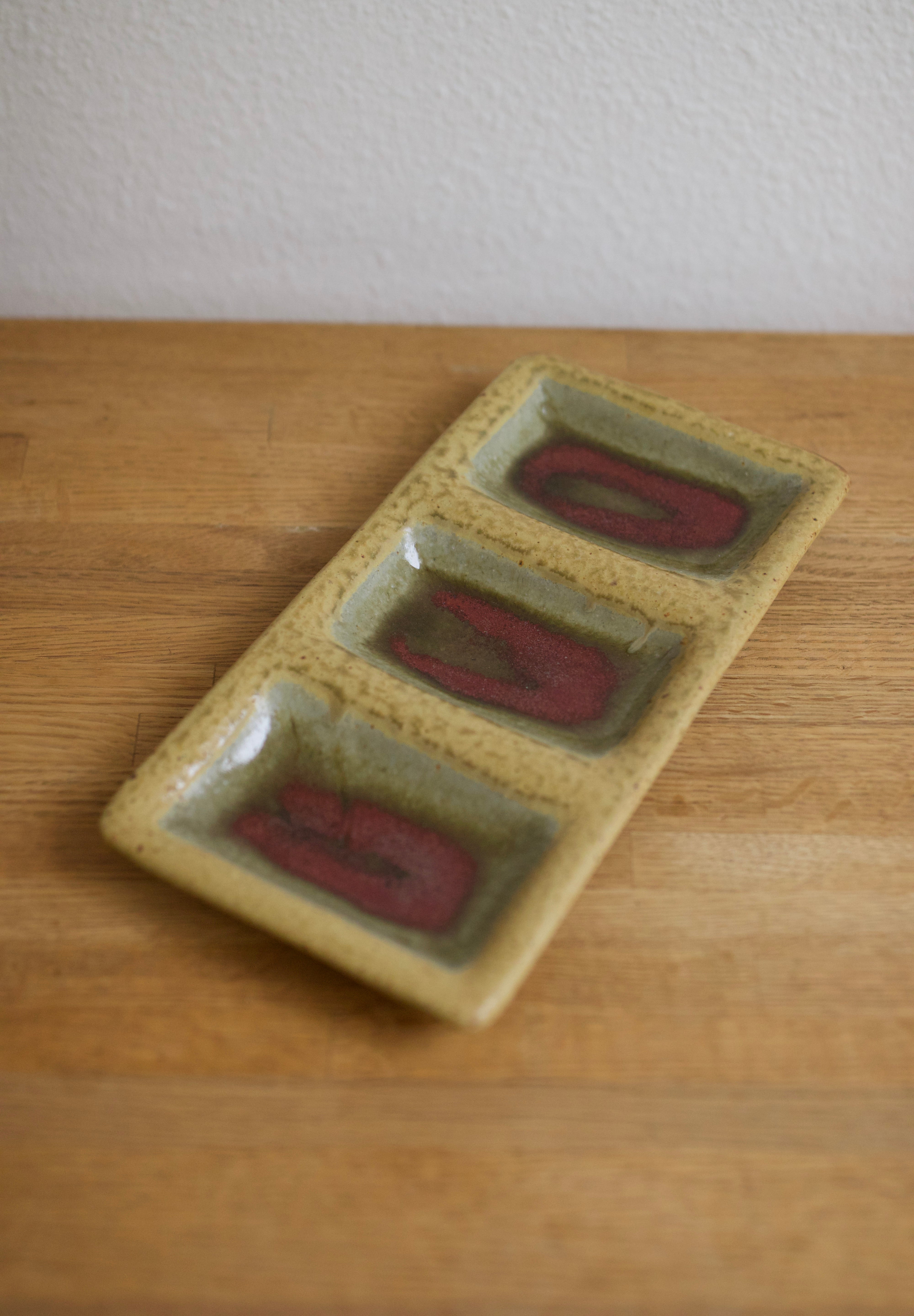 Studio Pottery Three-Section Tray
