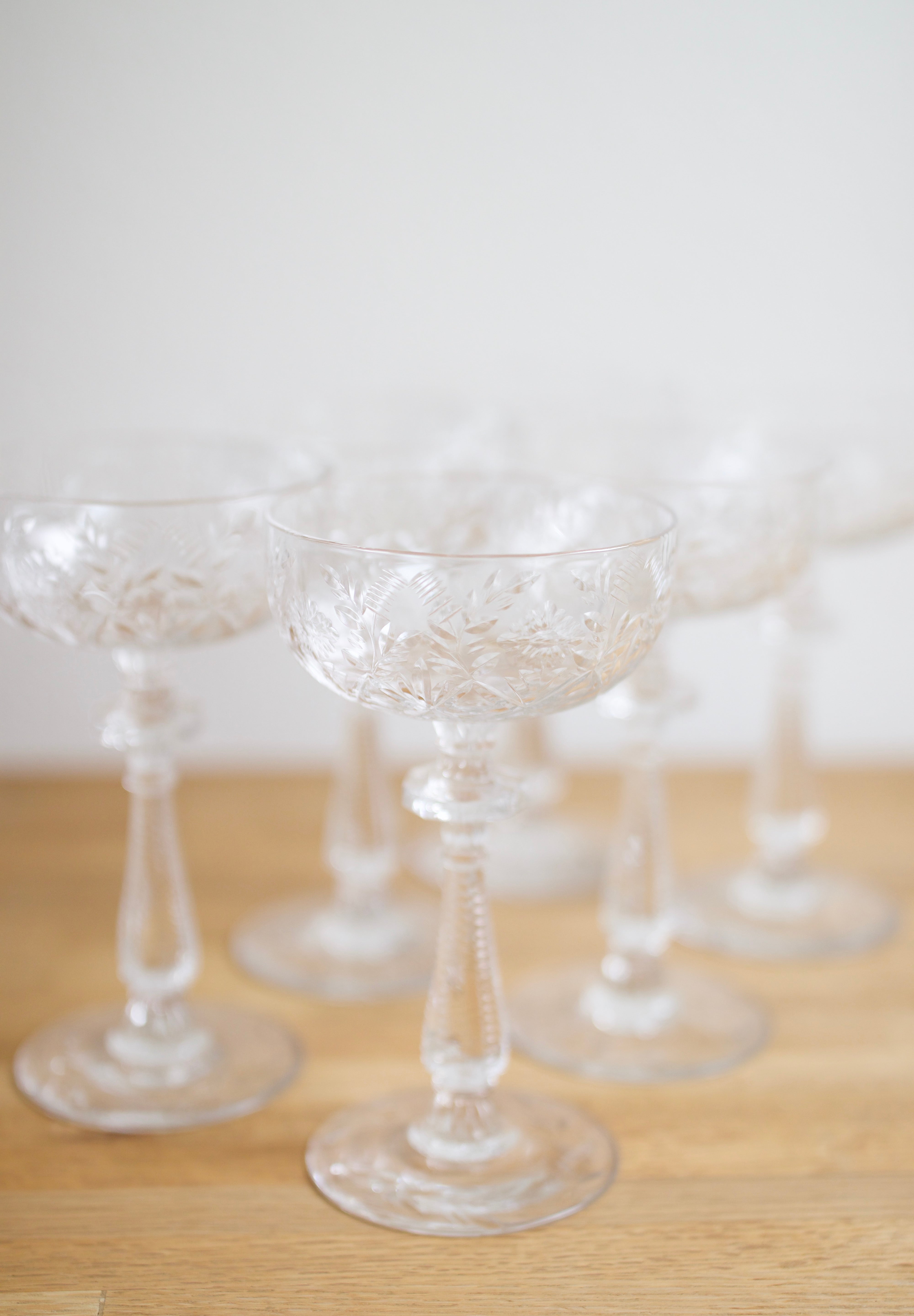 Vintage Libbey Rock Sharpe Crystal Champagne Coupes (Set of 6)