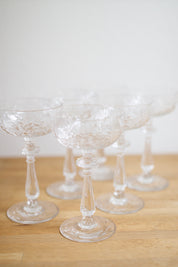Vintage Libbey Rock Sharpe Crystal Champagne Coupes (Set of 6)