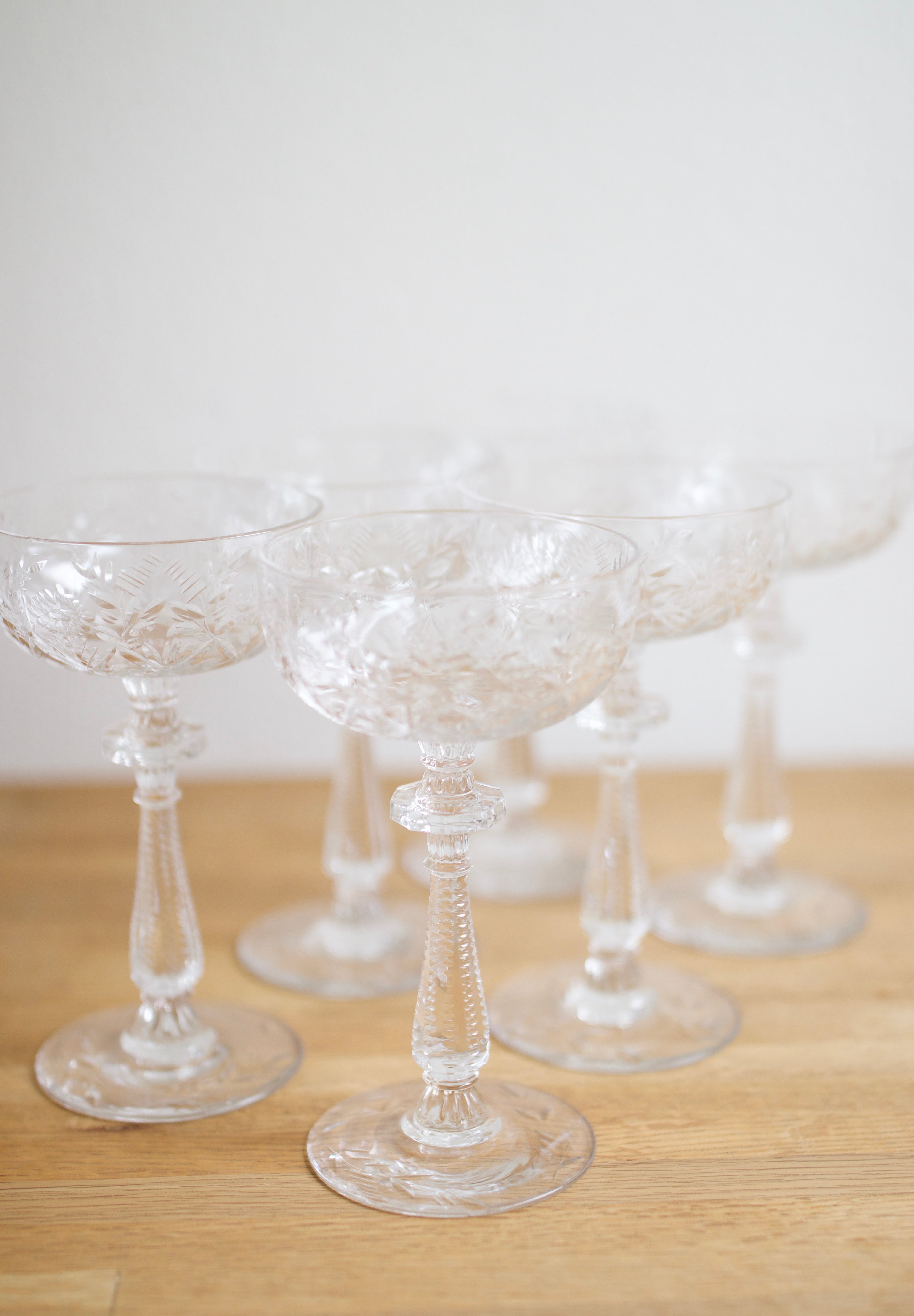 Vintage Libbey Rock Sharpe Crystal Champagne Coupes (Set of 6)