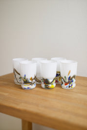 Vintage Snowflake Series Art Glass Tumblers (Set of 6)