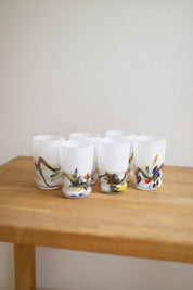 Vintage Snowflake Series Art Glass Tumblers (Set of 6)