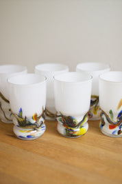 Vintage Snowflake Series Art Glass Tumblers (Set of 6)