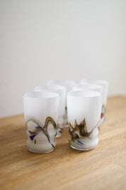 Vintage Snowflake Series Art Glass Tumblers (Set of 6)