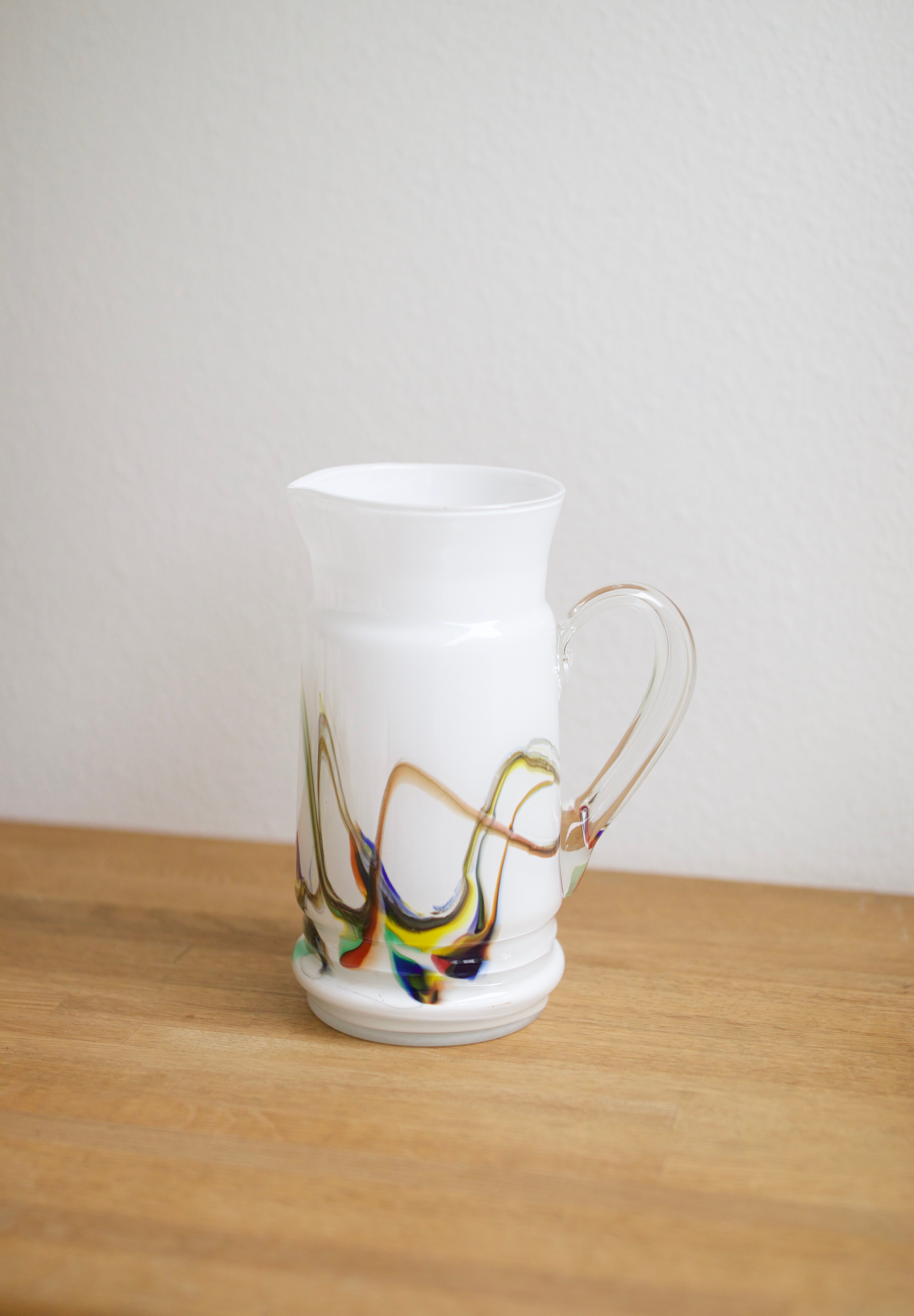 Vintage Snowflake Series Art Glass Pitcher