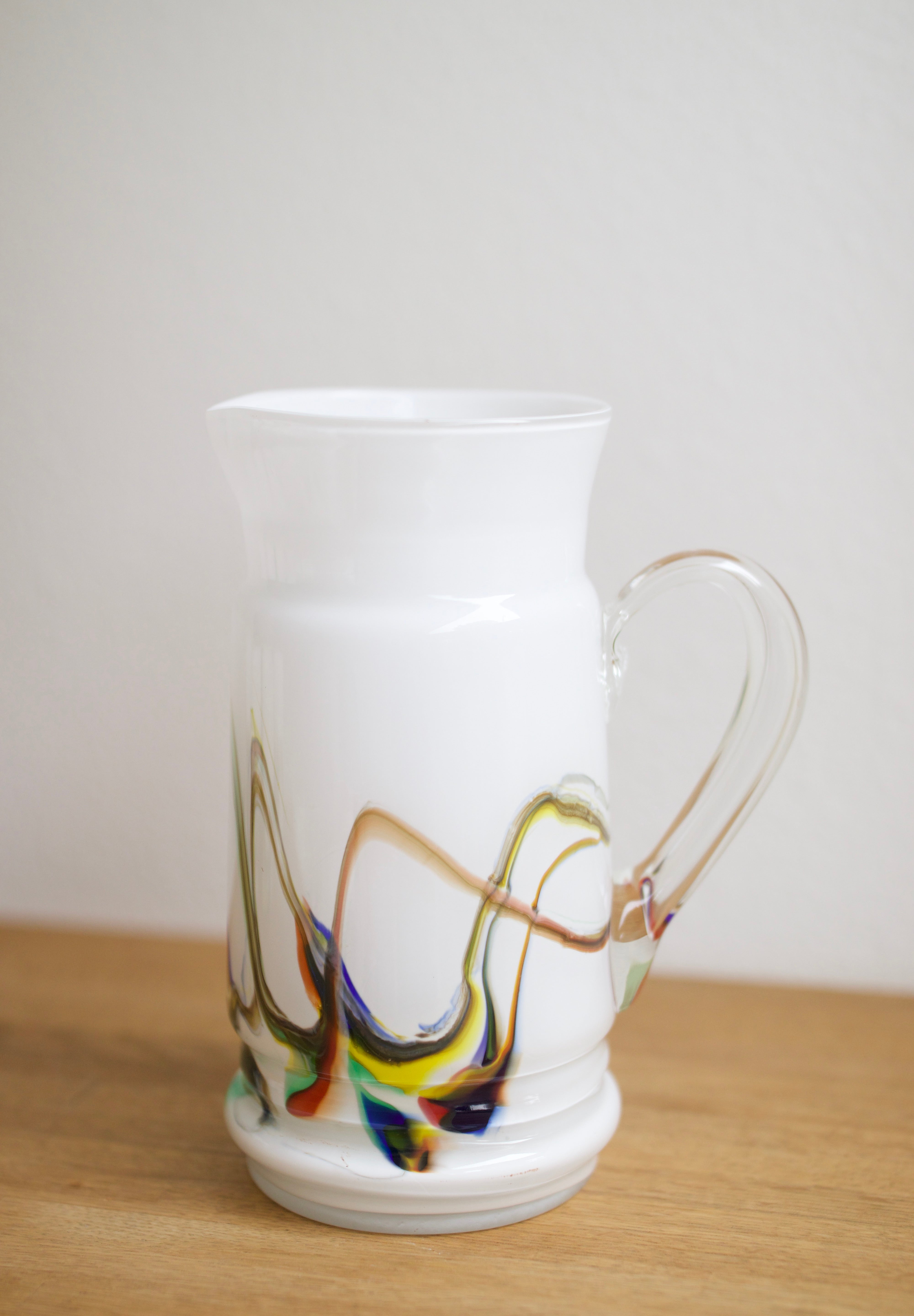 Vintage Snowflake Series Art Glass Pitcher