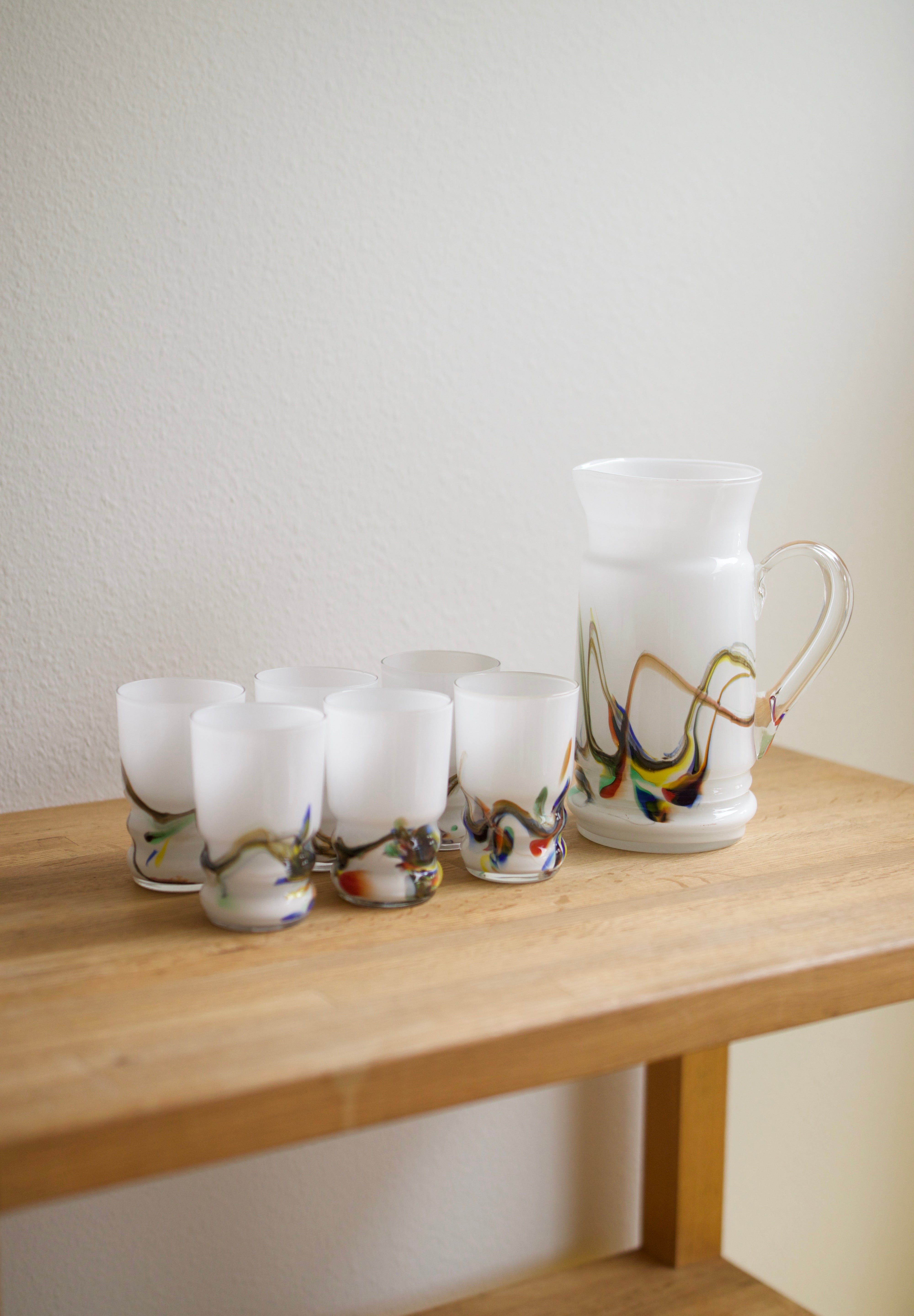 Vintage Snowflake Series Art Glass Pitcher