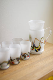 Vintage Snowflake Series Art Glass Pitcher
