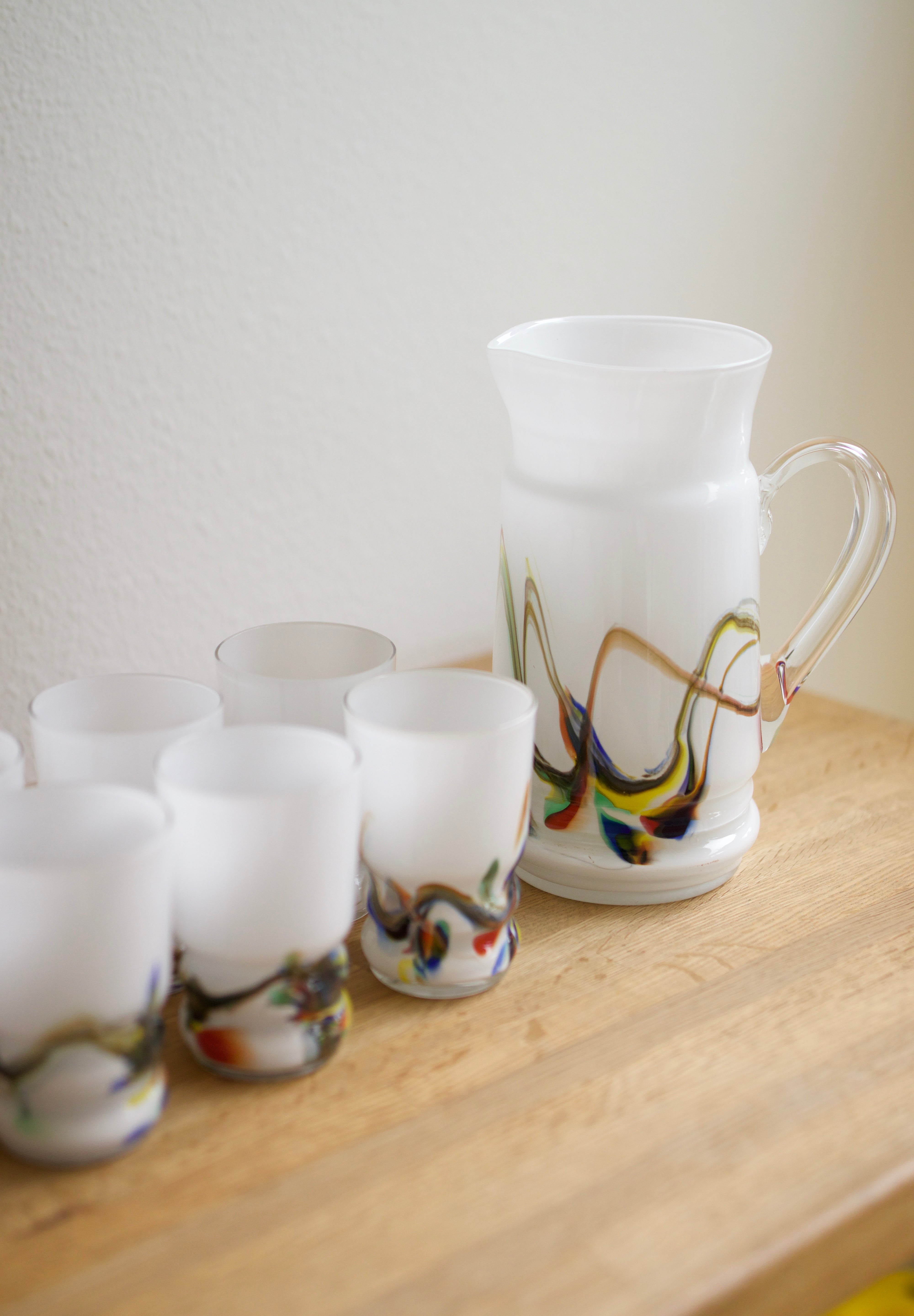 Vintage Snowflake Series Art Glass Pitcher