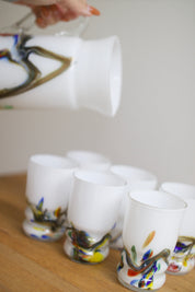 Vintage Snowflake Series Art Glass Tumblers (Set of 6)