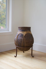 Vintage Tarahumara Pottery Vessel with Iron Stand