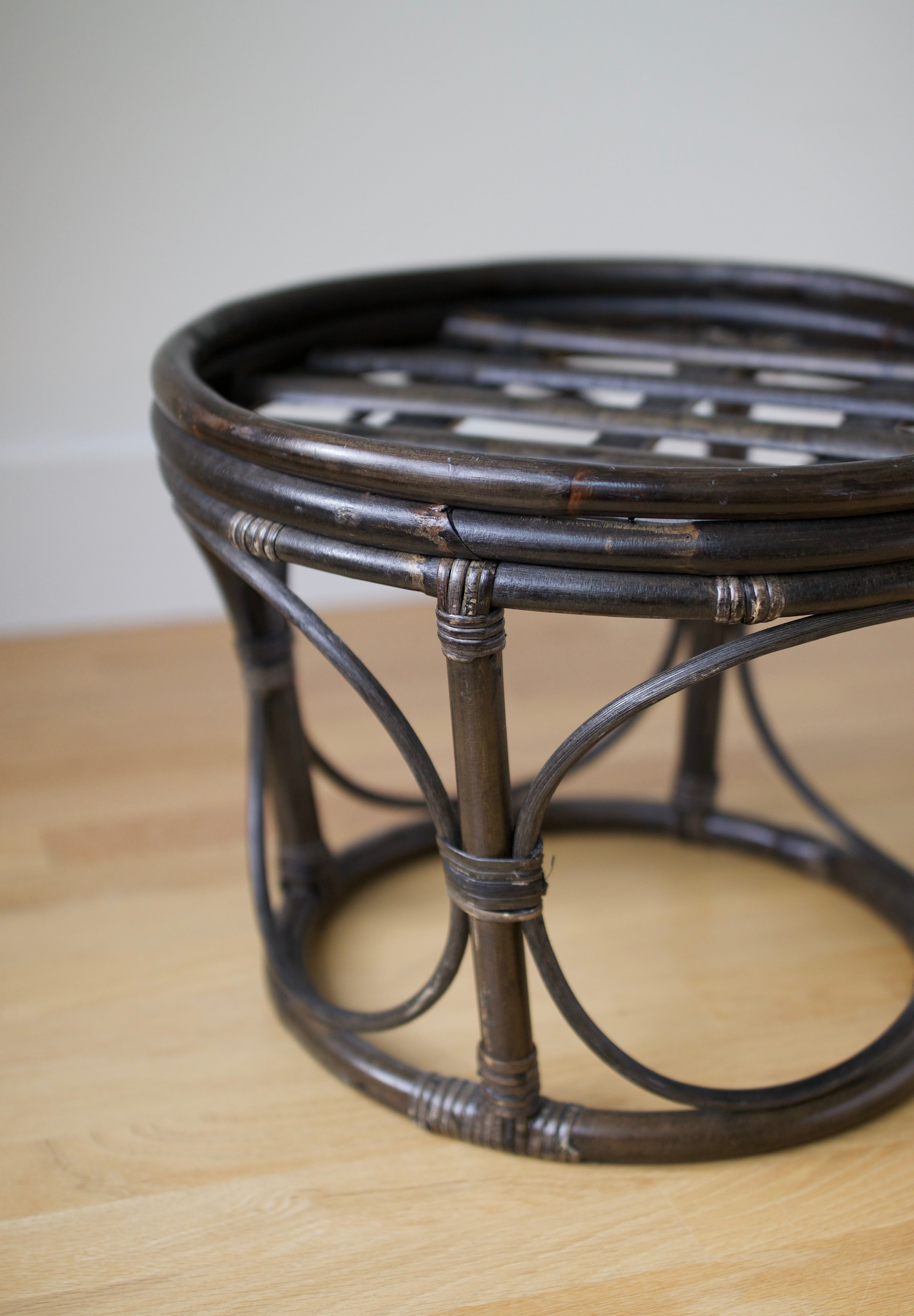 Vintage Bentwood Bamboo and Rattan Stool