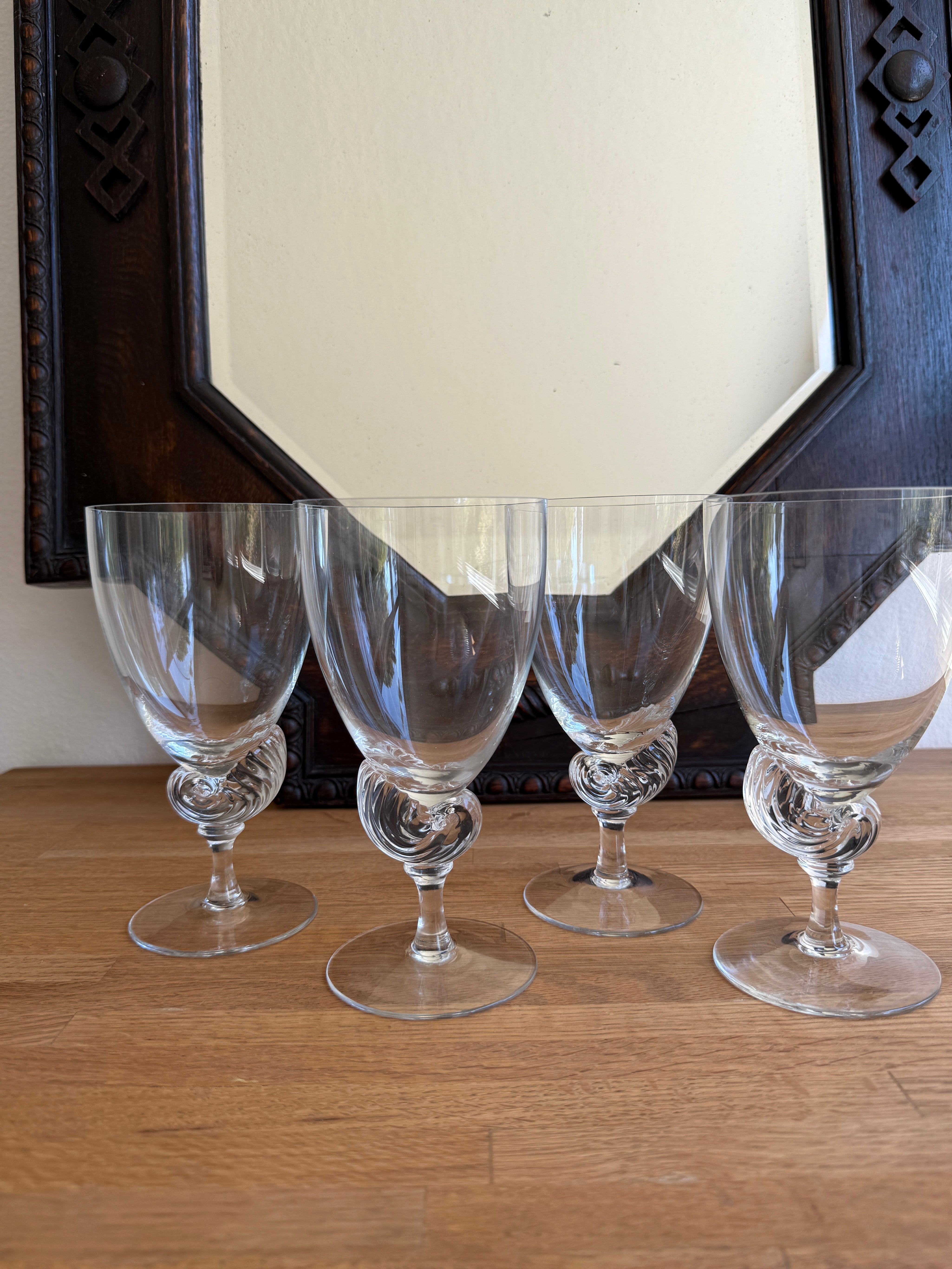 Vintage Dansk Neptune Crystal Water Goblets (Set of 4)