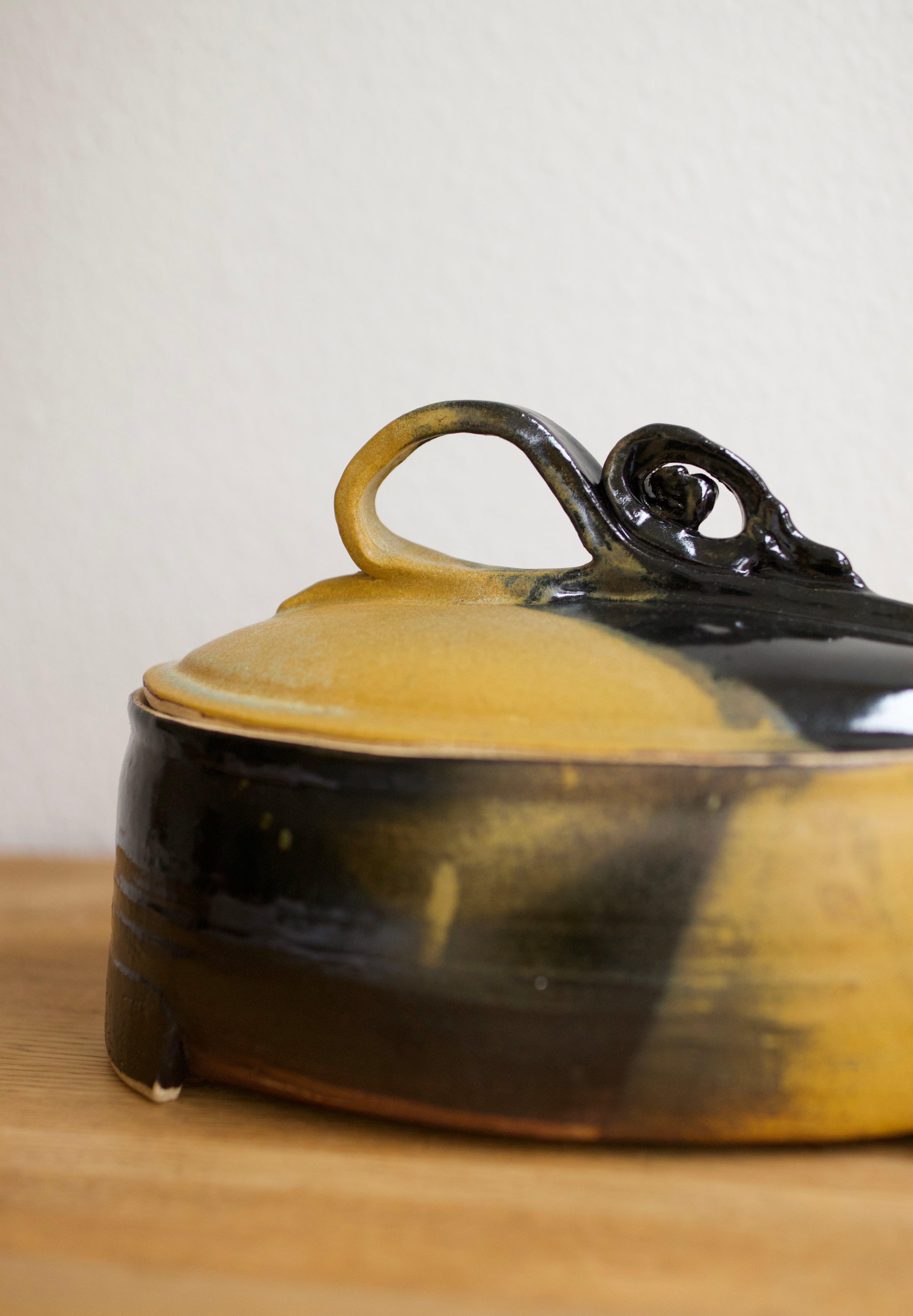Handmade Two-Tone Stoneware Dish