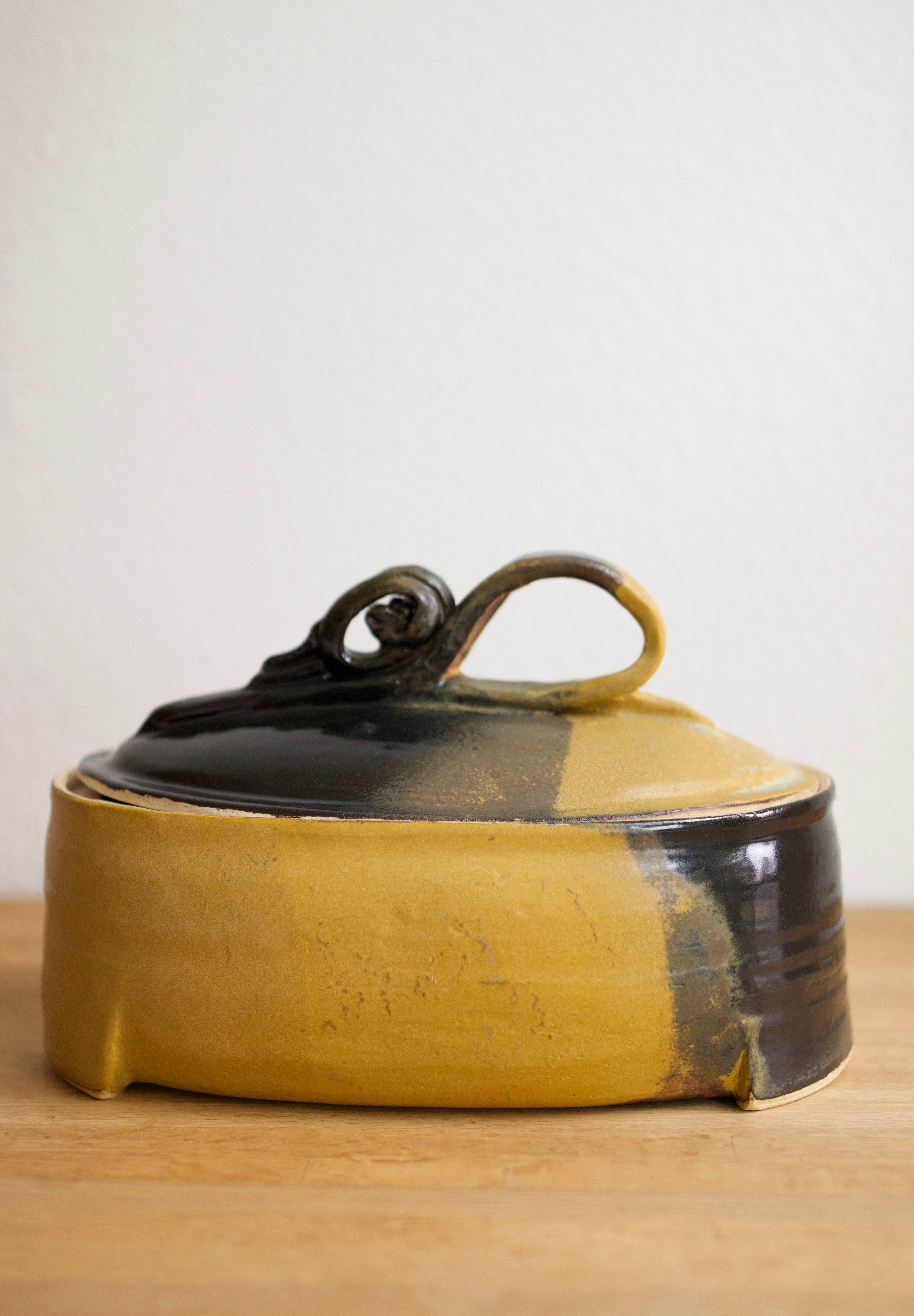 Handmade Two-Tone Stoneware Dish