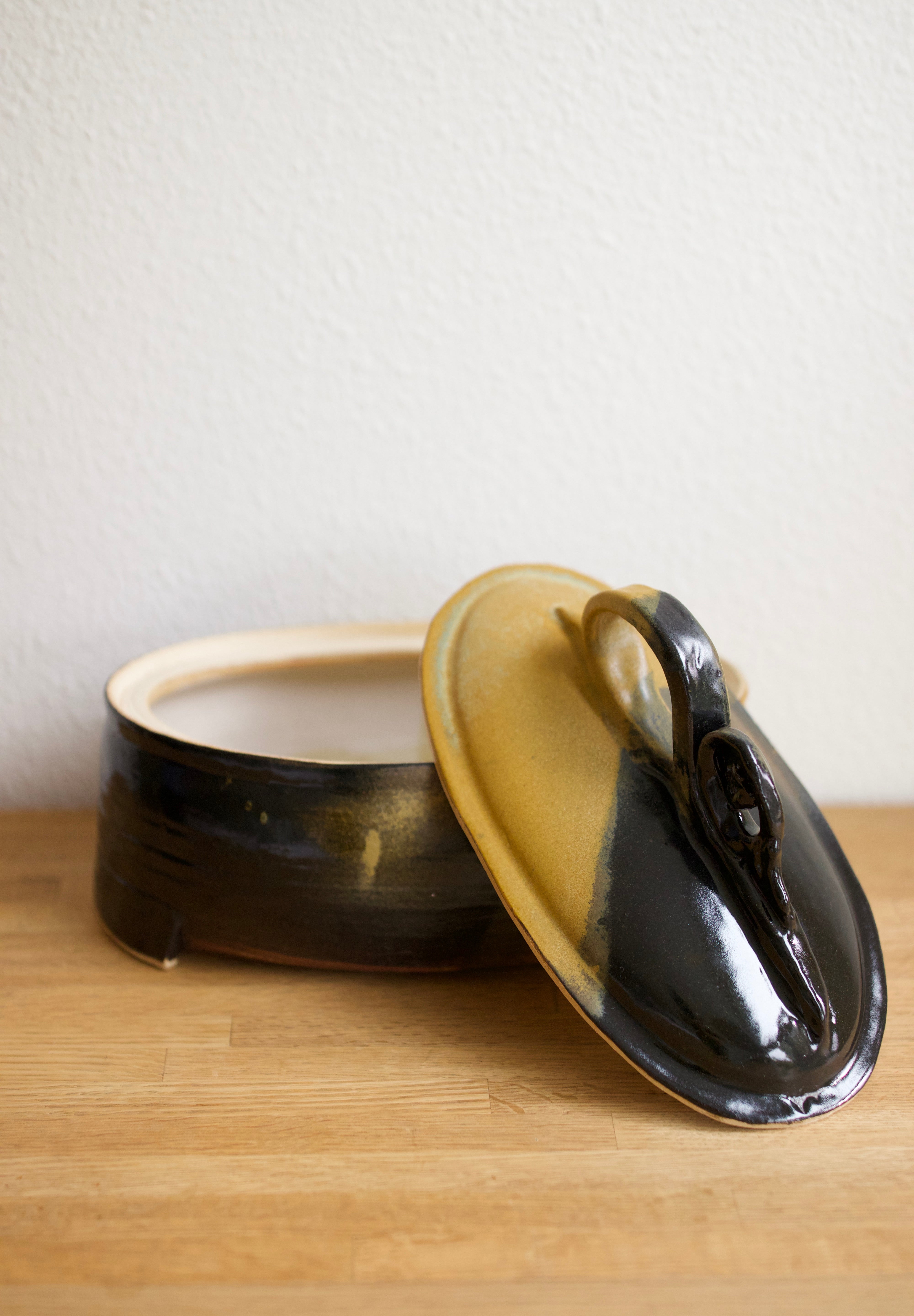 Handmade Two-Tone Stoneware Dish