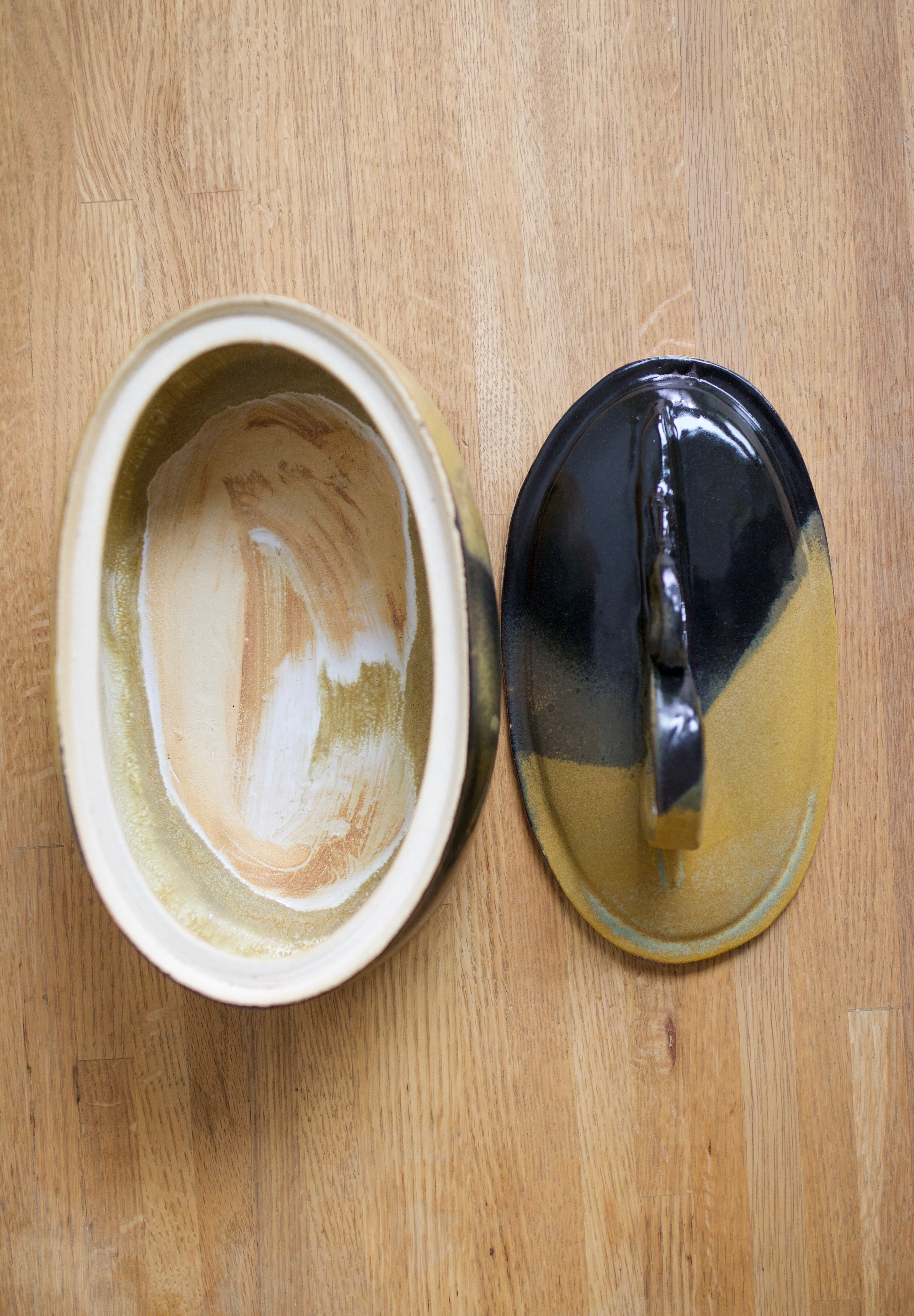Handmade Two-Tone Stoneware Dish
