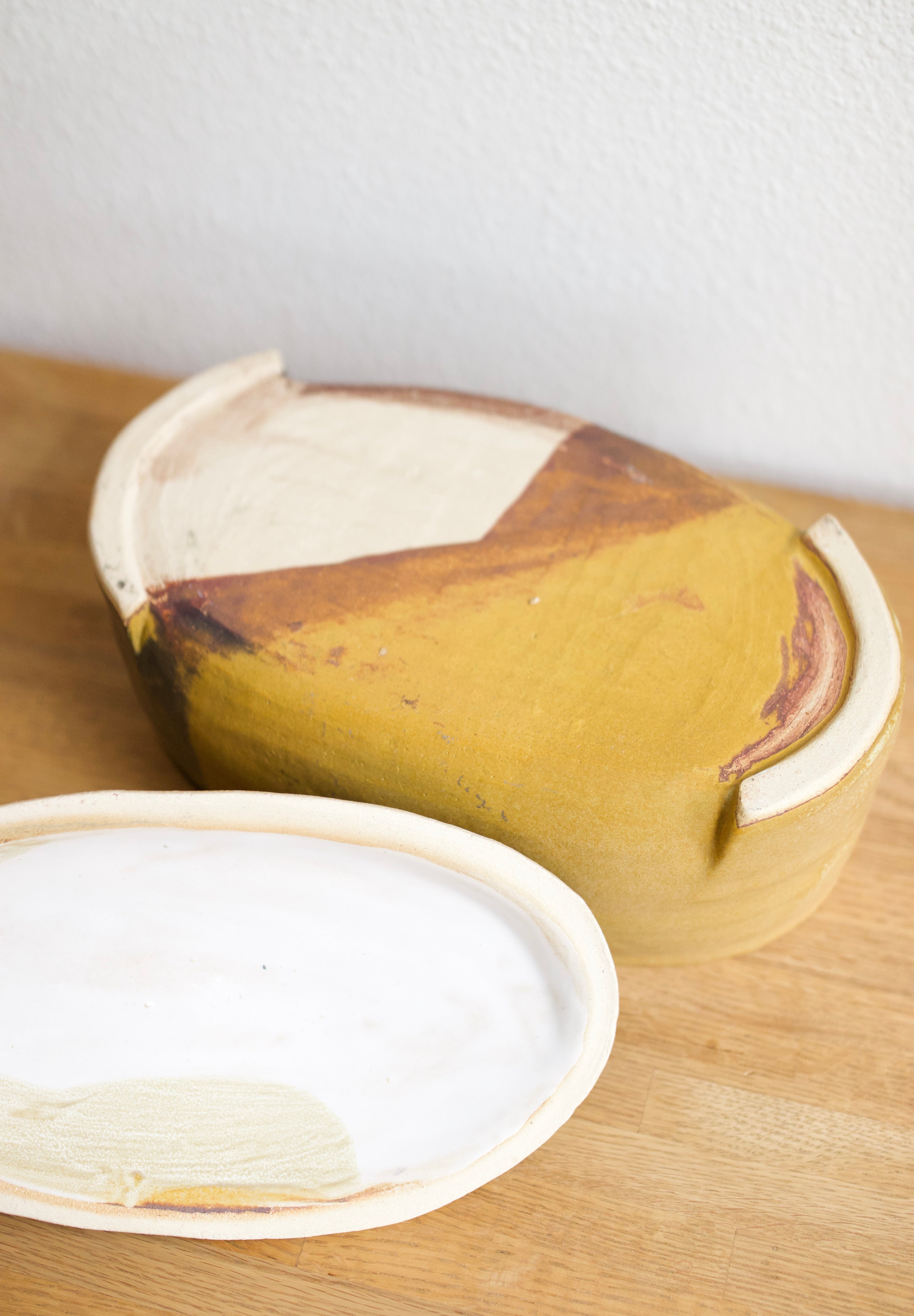 Handmade Two-Tone Stoneware Dish