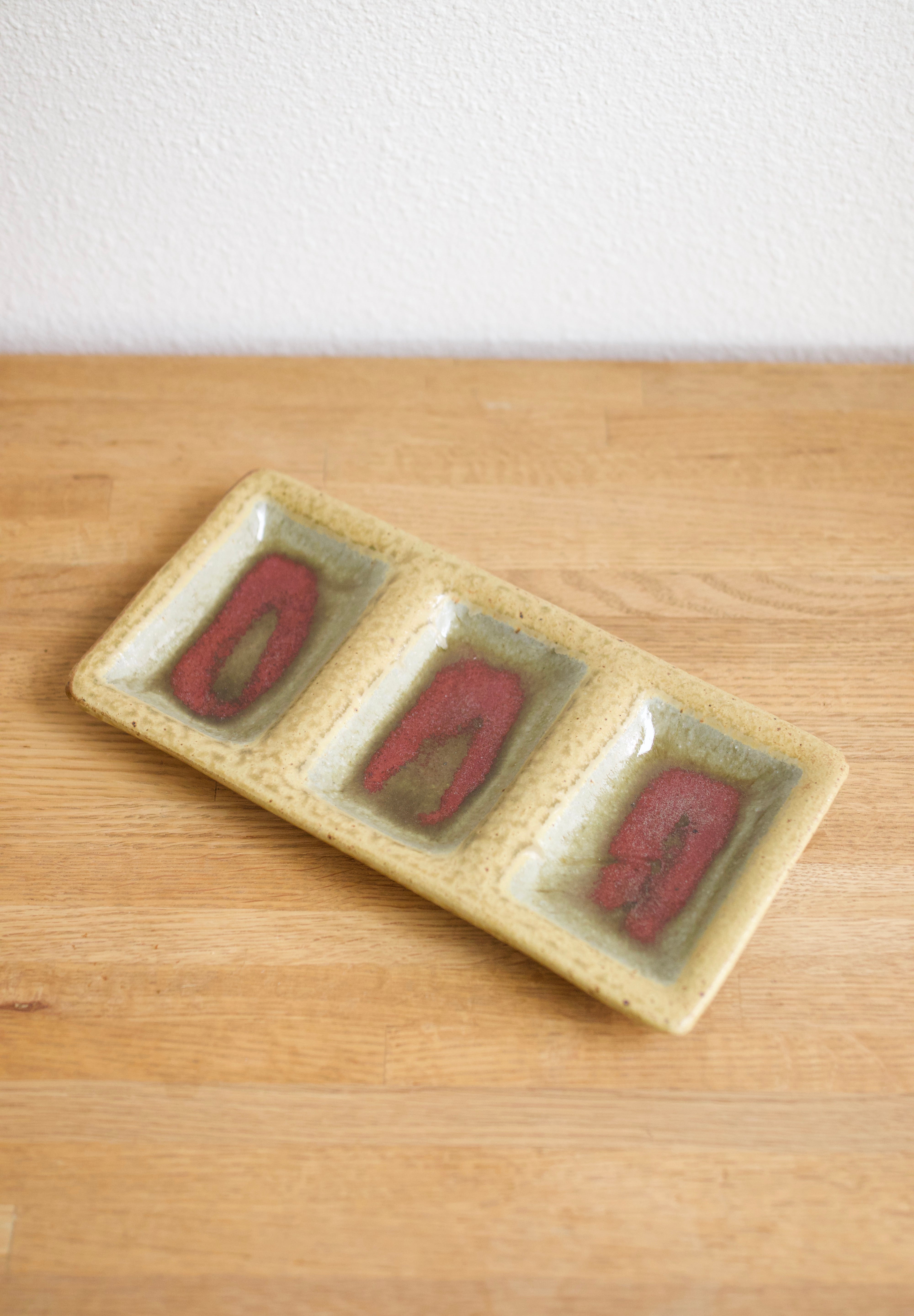 Studio Pottery Three-Section Tray