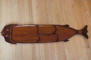 Large Hand-Carved Wooden Fish Serving Tray