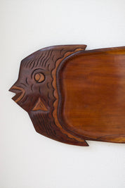 Large Hand-Carved Wooden Fish Serving Tray