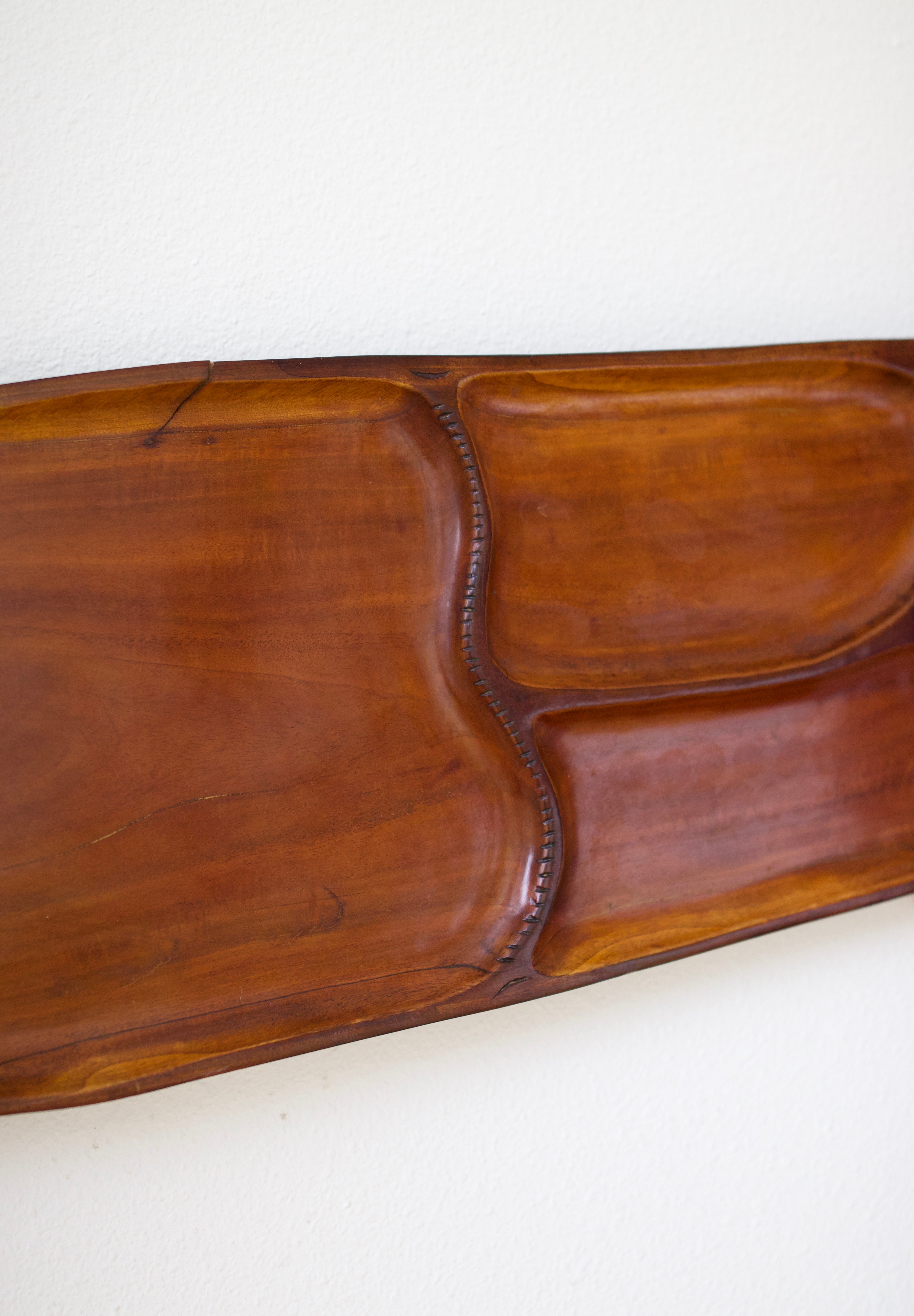 Large Hand-Carved Wooden Fish Serving Tray