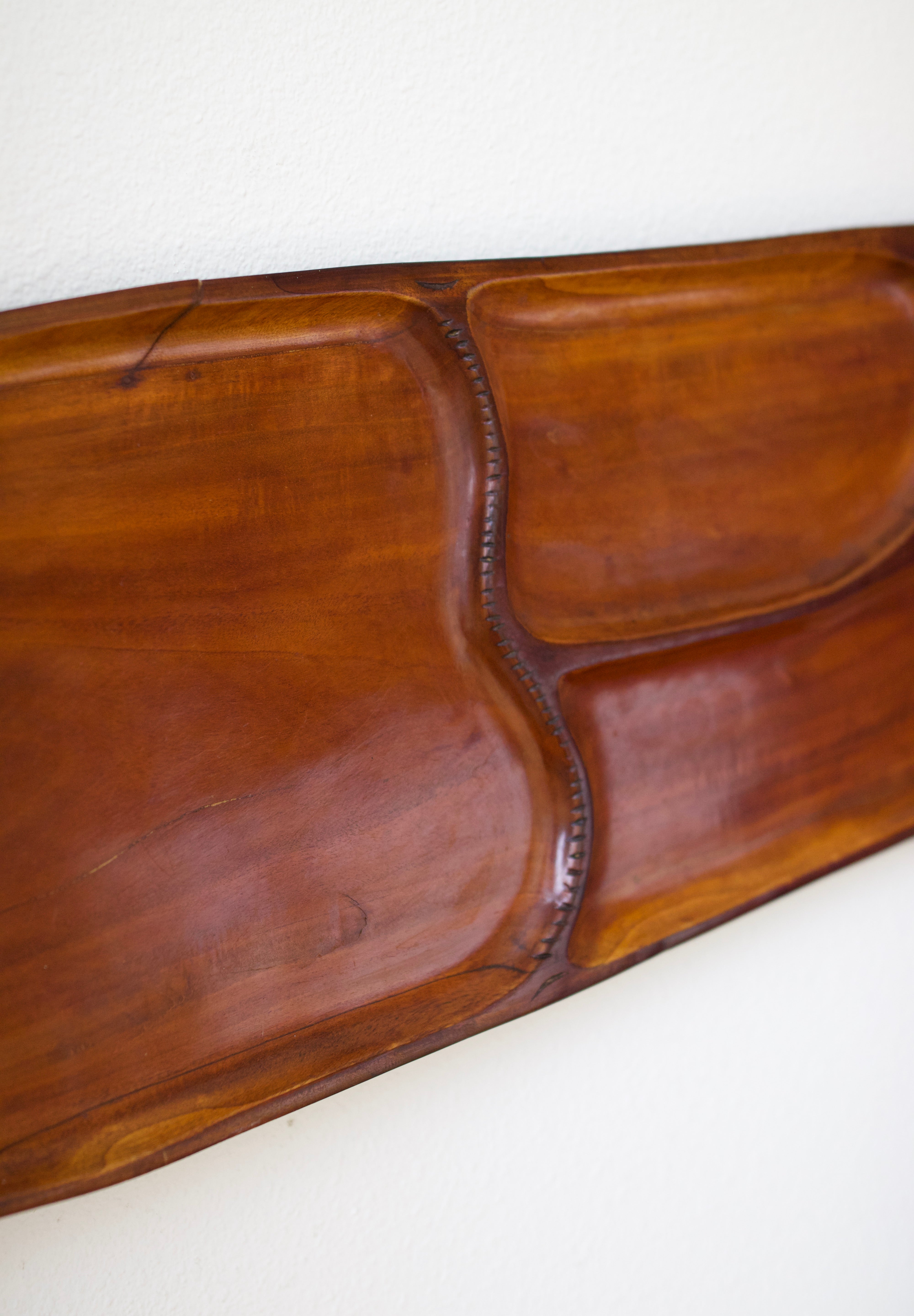 Large Hand-Carved Wooden Fish Serving Tray