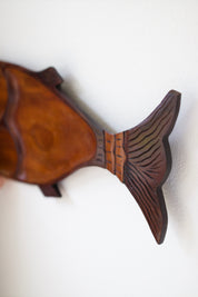 Large Hand-Carved Wooden Fish Serving Tray