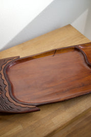 Large Hand-Carved Wooden Fish Serving Tray