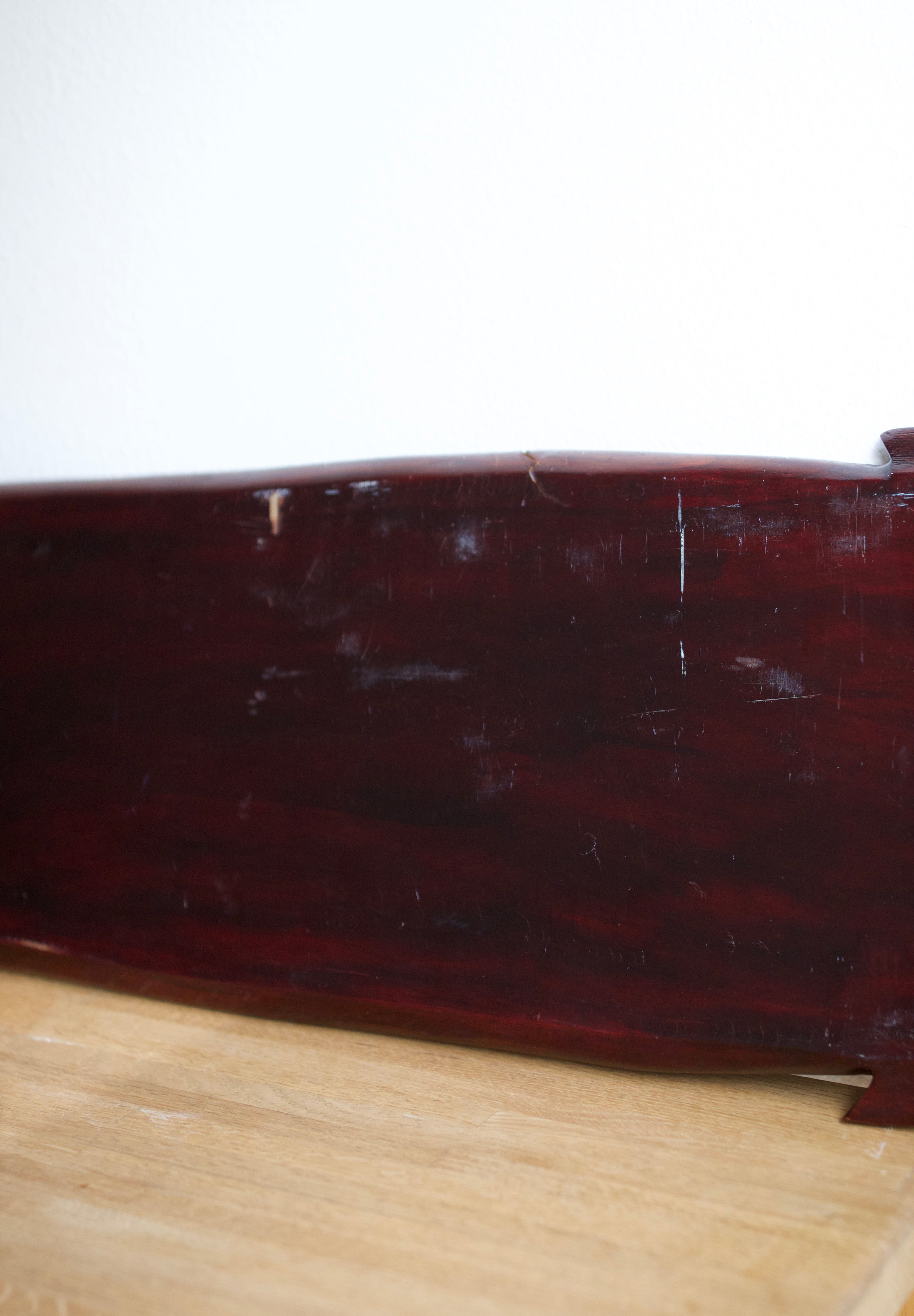 Large Hand-Carved Wooden Fish Serving Tray