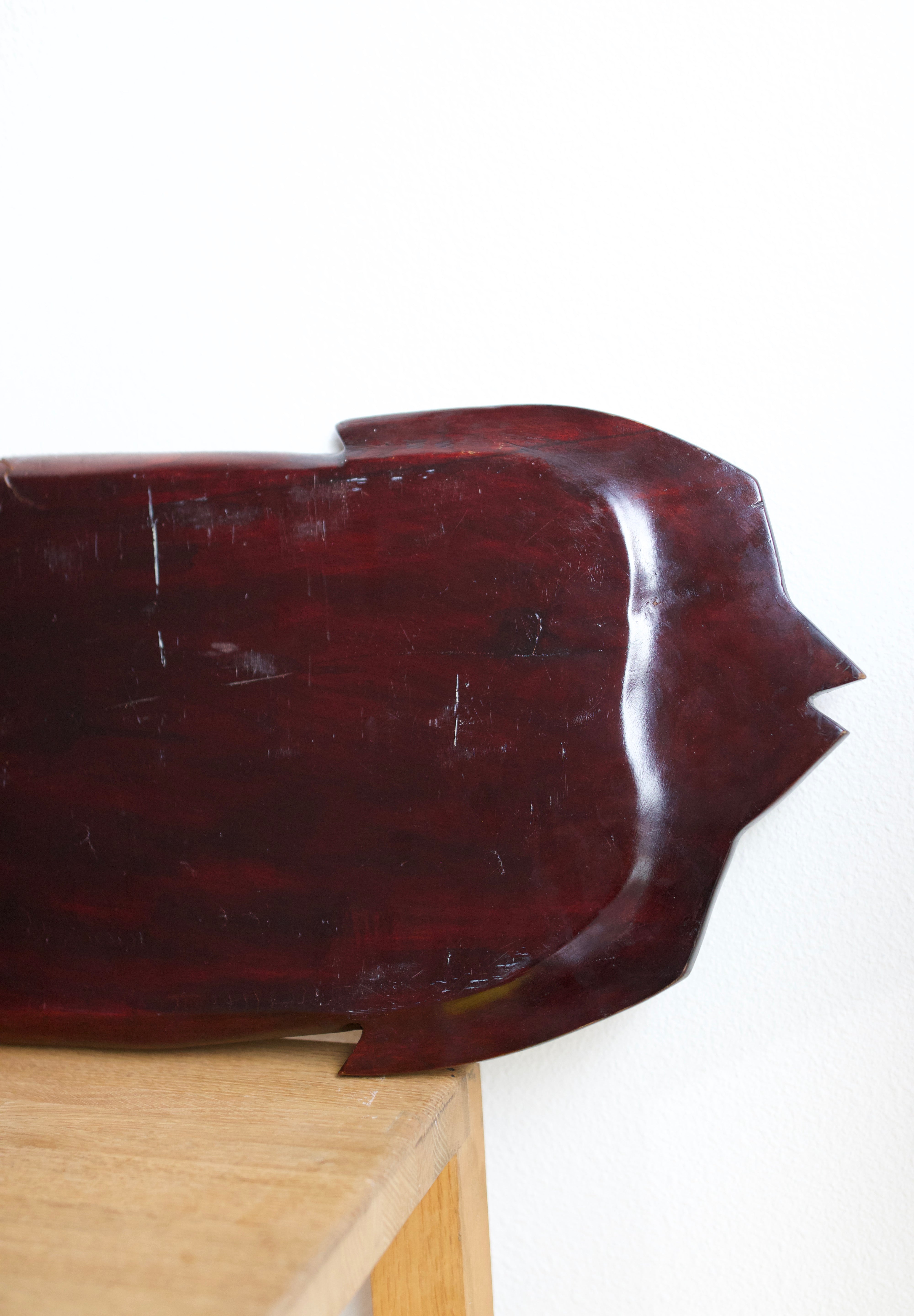 Large Hand-Carved Wooden Fish Serving Tray