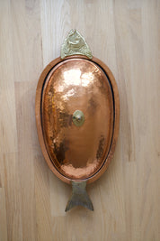 Hammered Copper Fish Serving Platter with Lid