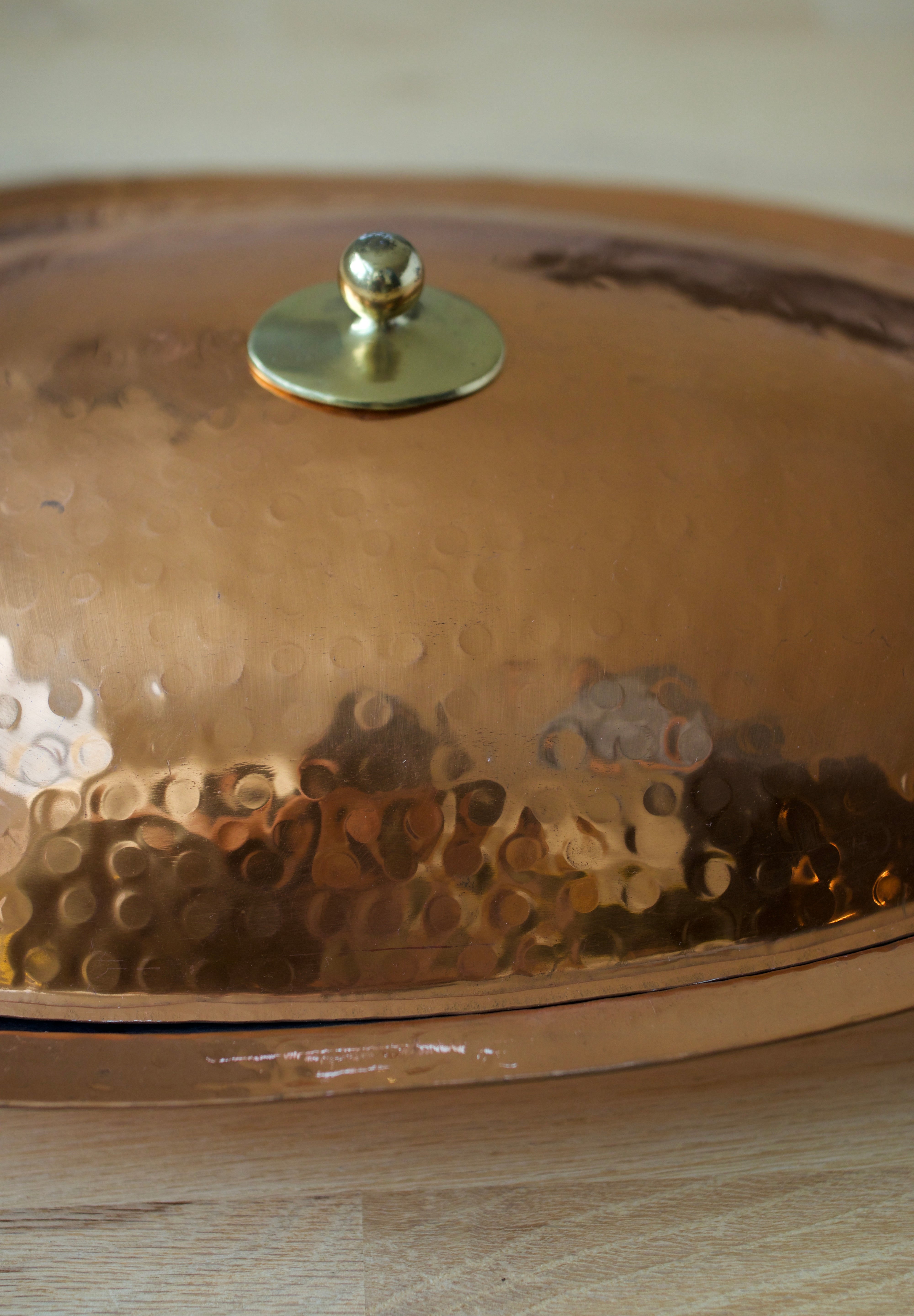 Hammered Copper Fish Serving Platter with Lid