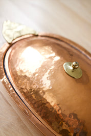 Hammered Copper Fish Serving Platter with Lid