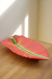 Hand-Carved and Painted Wooden Leaf Tray