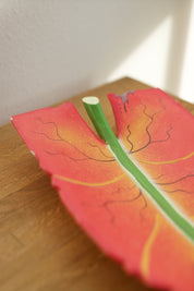 Hand-Carved and Painted Wooden Leaf Tray