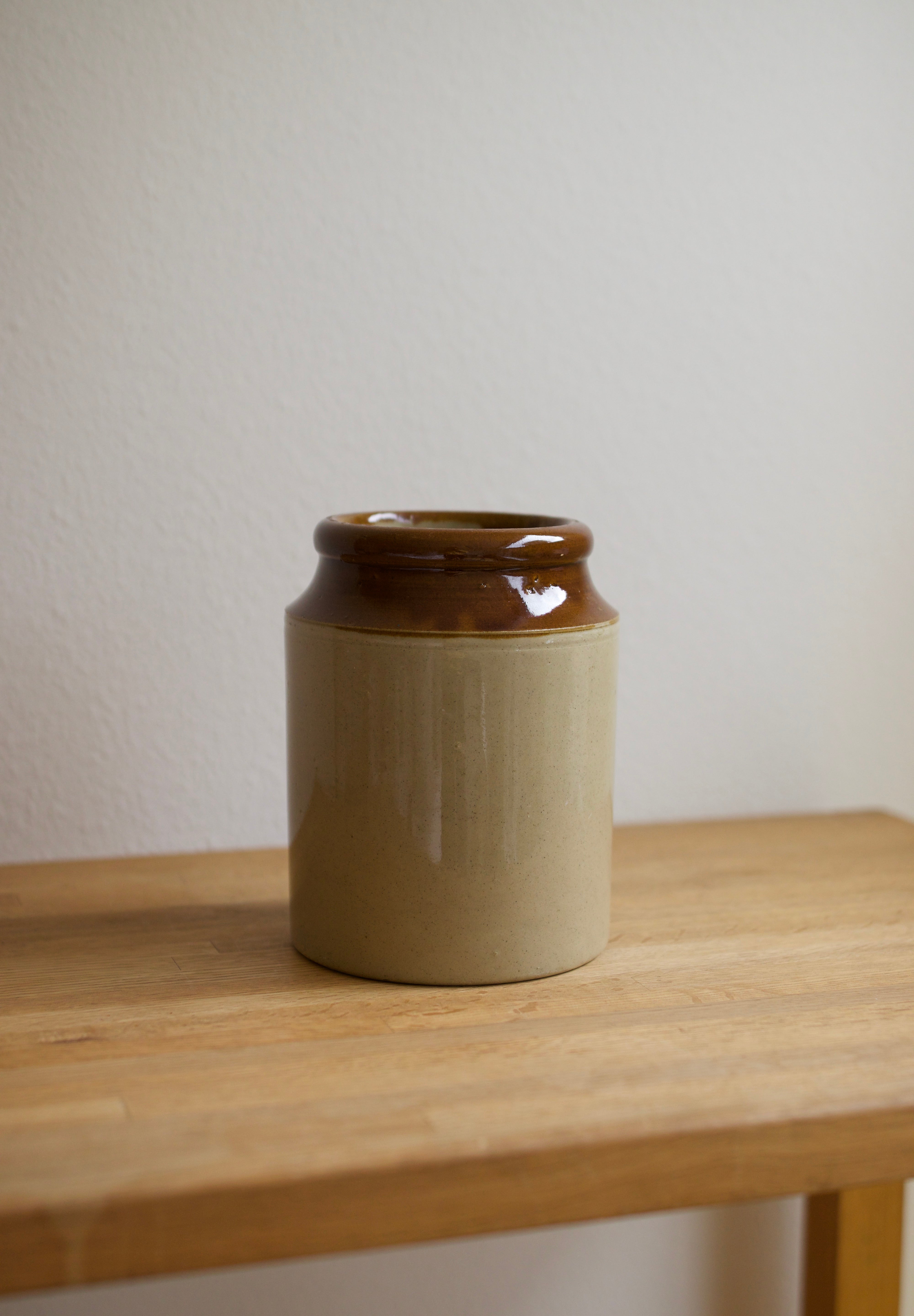 Vintage English Two-Tone Stoneware Crock