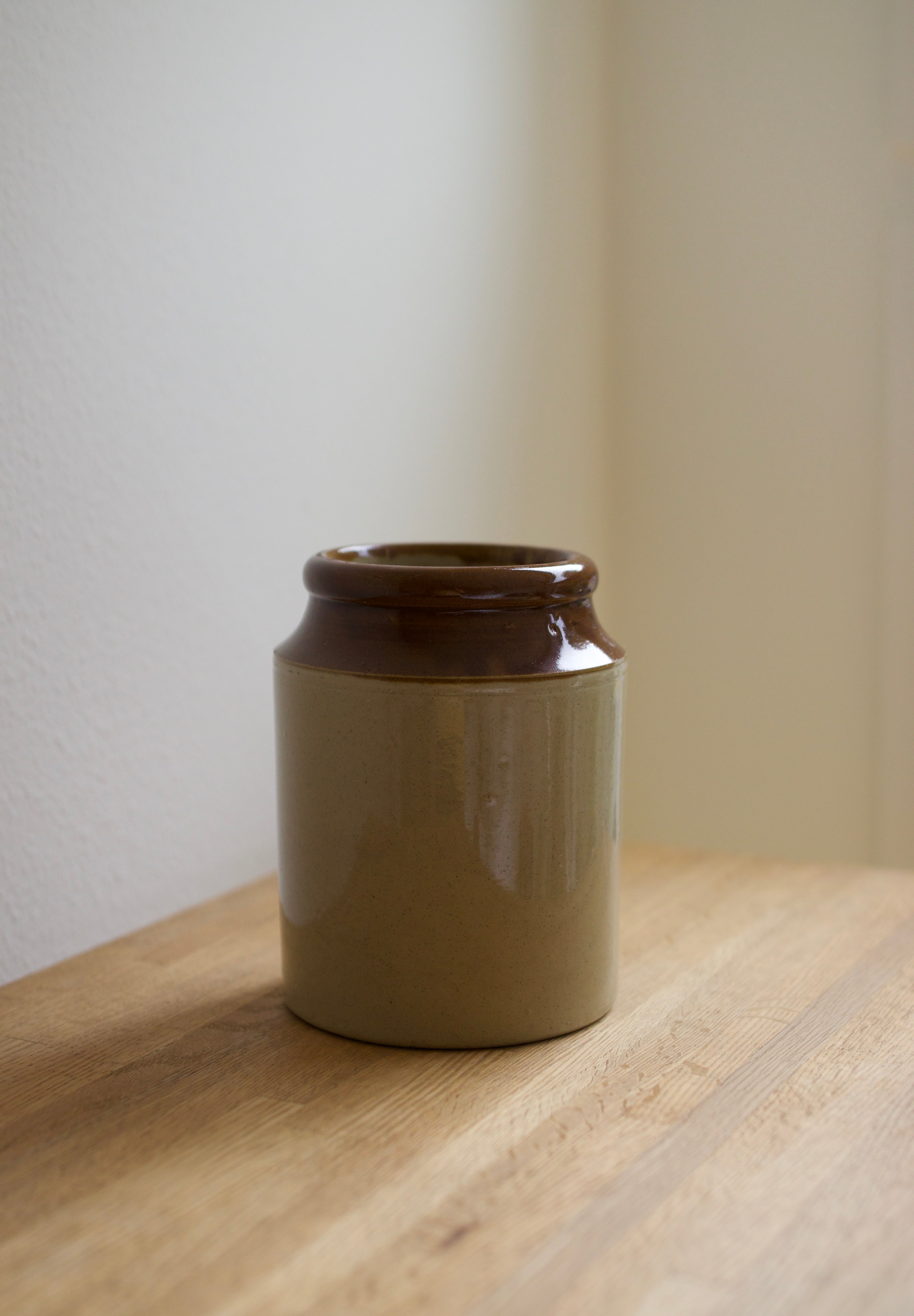 Vintage English Two-Tone Stoneware Crock