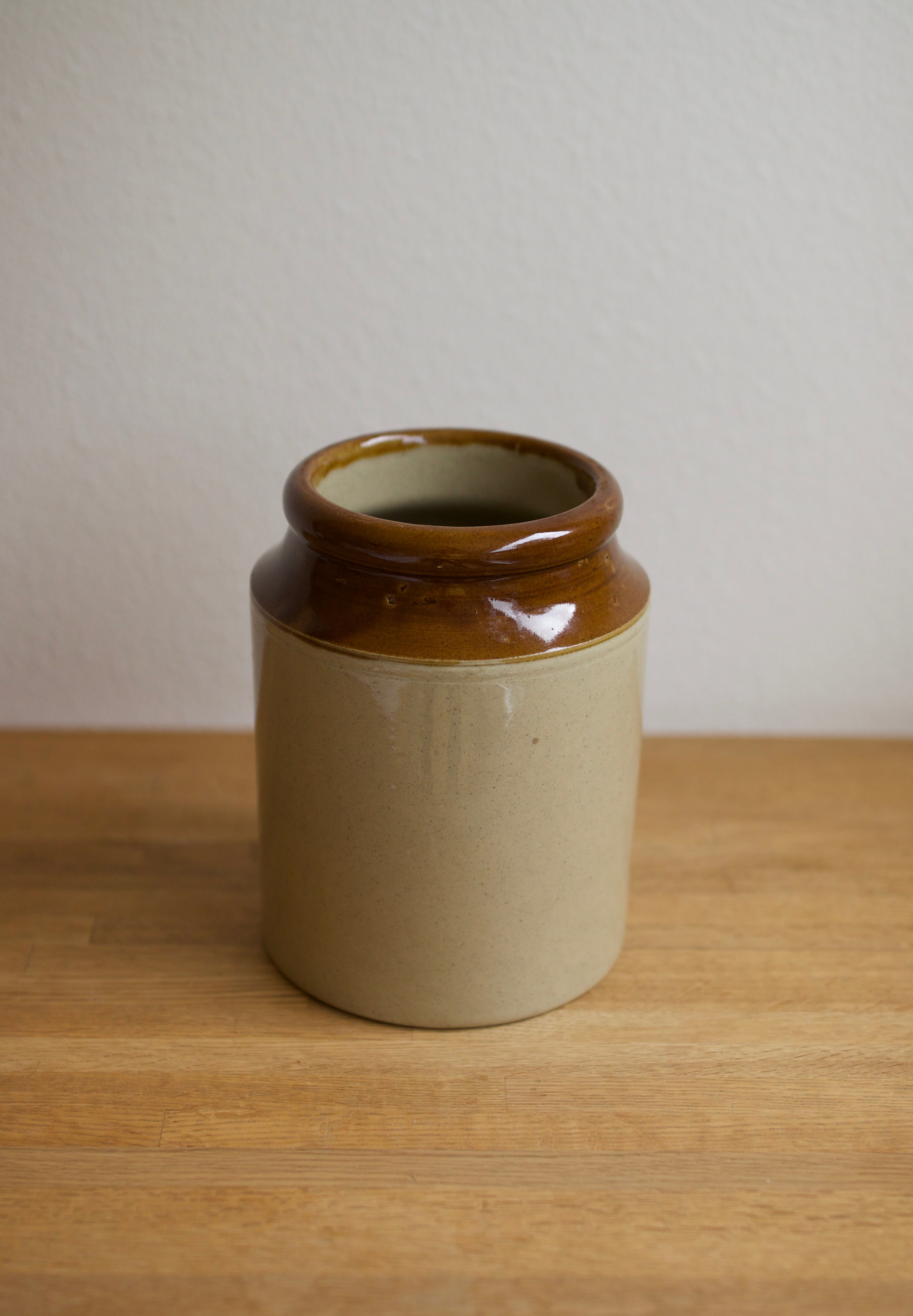 Vintage English Two-Tone Stoneware Crock
