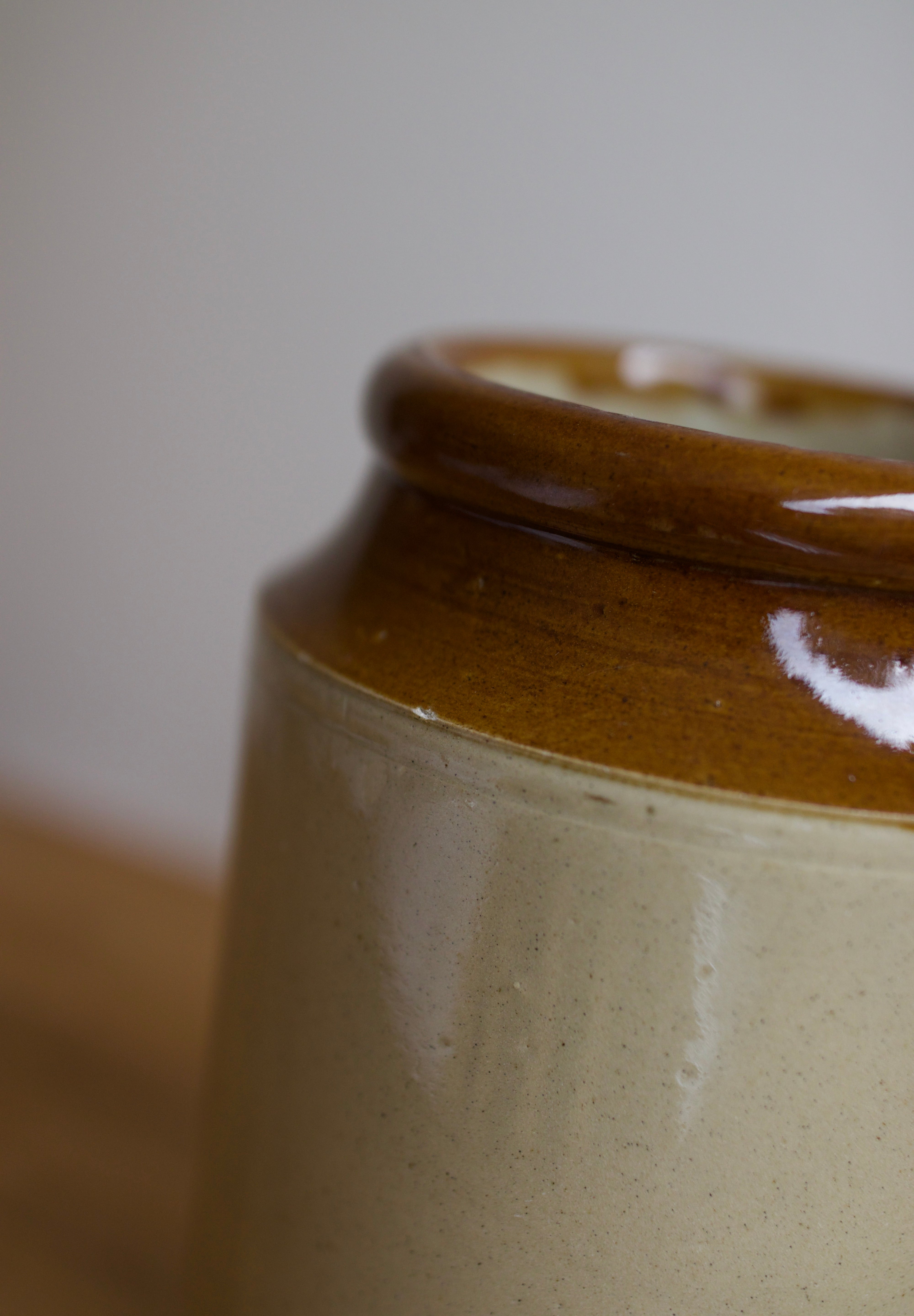 Vintage English Two-Tone Stoneware Crock