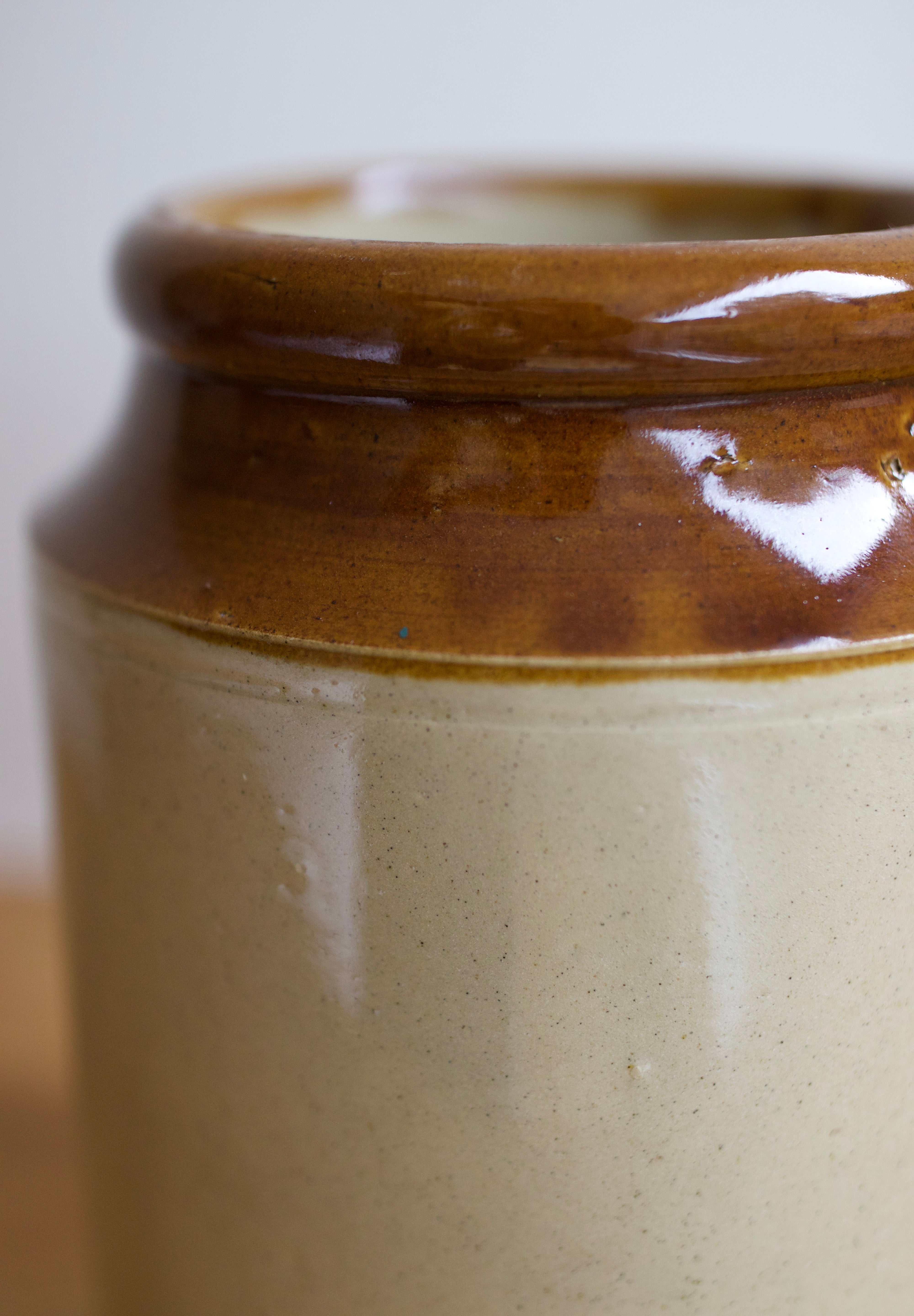 Vintage English Two-Tone Stoneware Crock